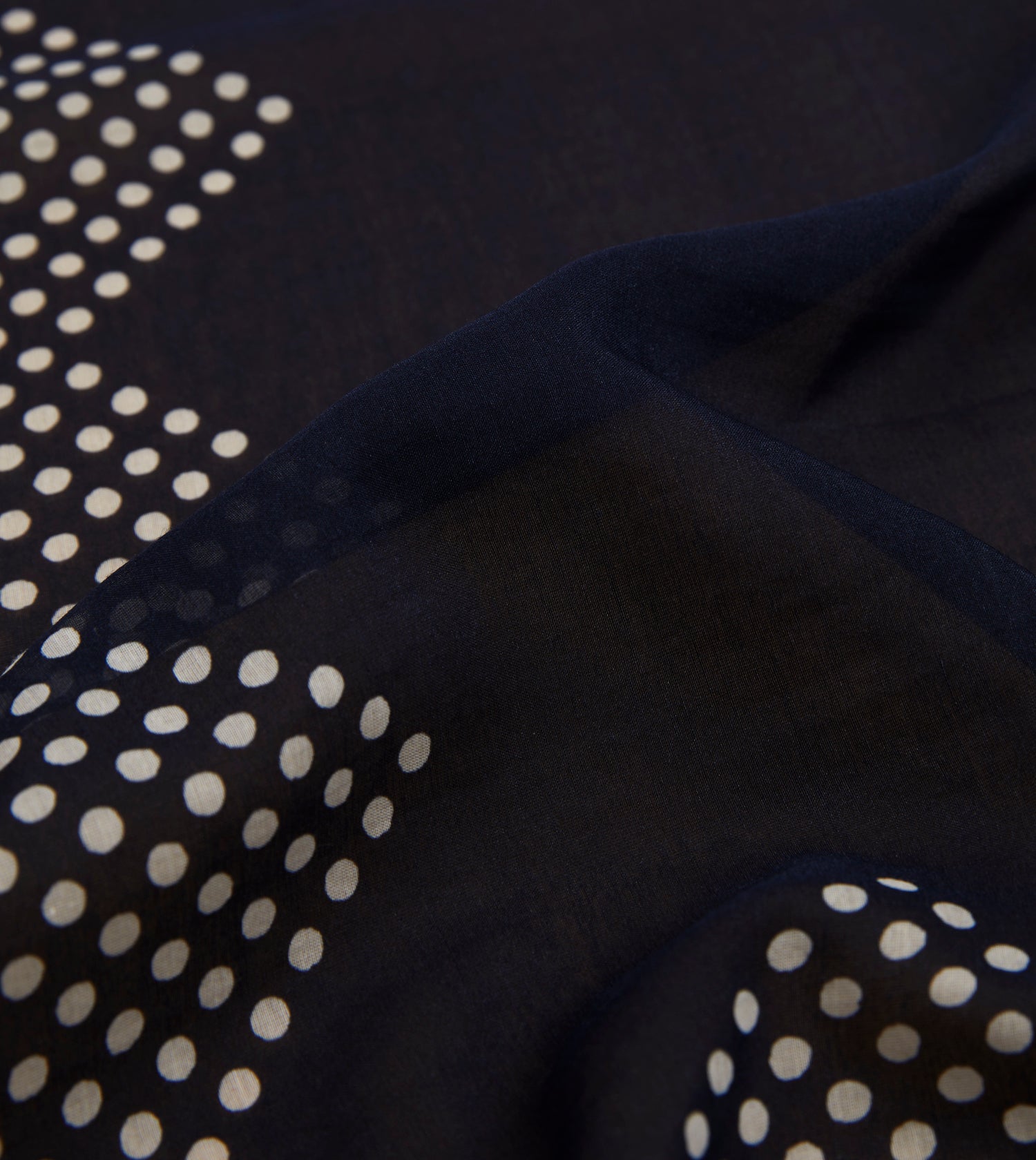 Navy Spots Border Print Silk-Cotton Bandana