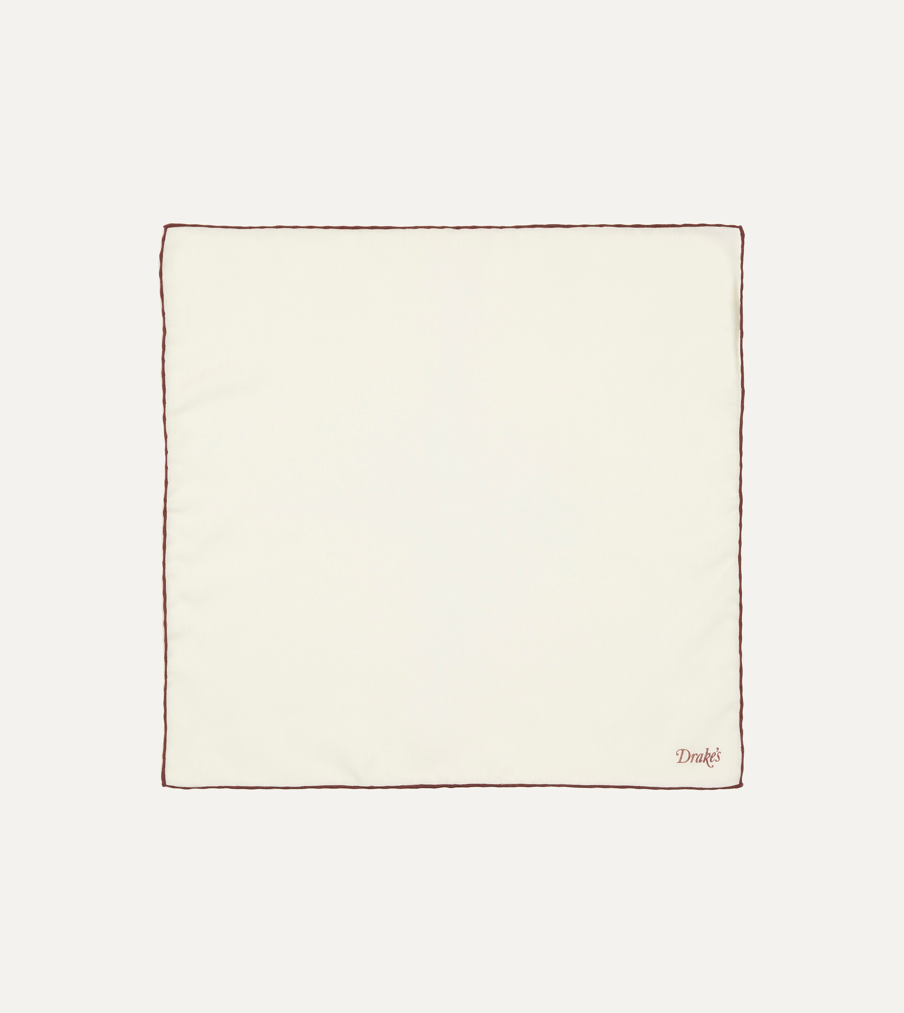 Ivory and Burgundy Shoestring Border Silk Pocket Square