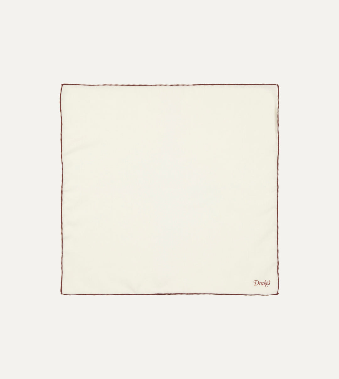 Ivory and Burgundy Shoestring Border Silk Pocket Square – Drakes US