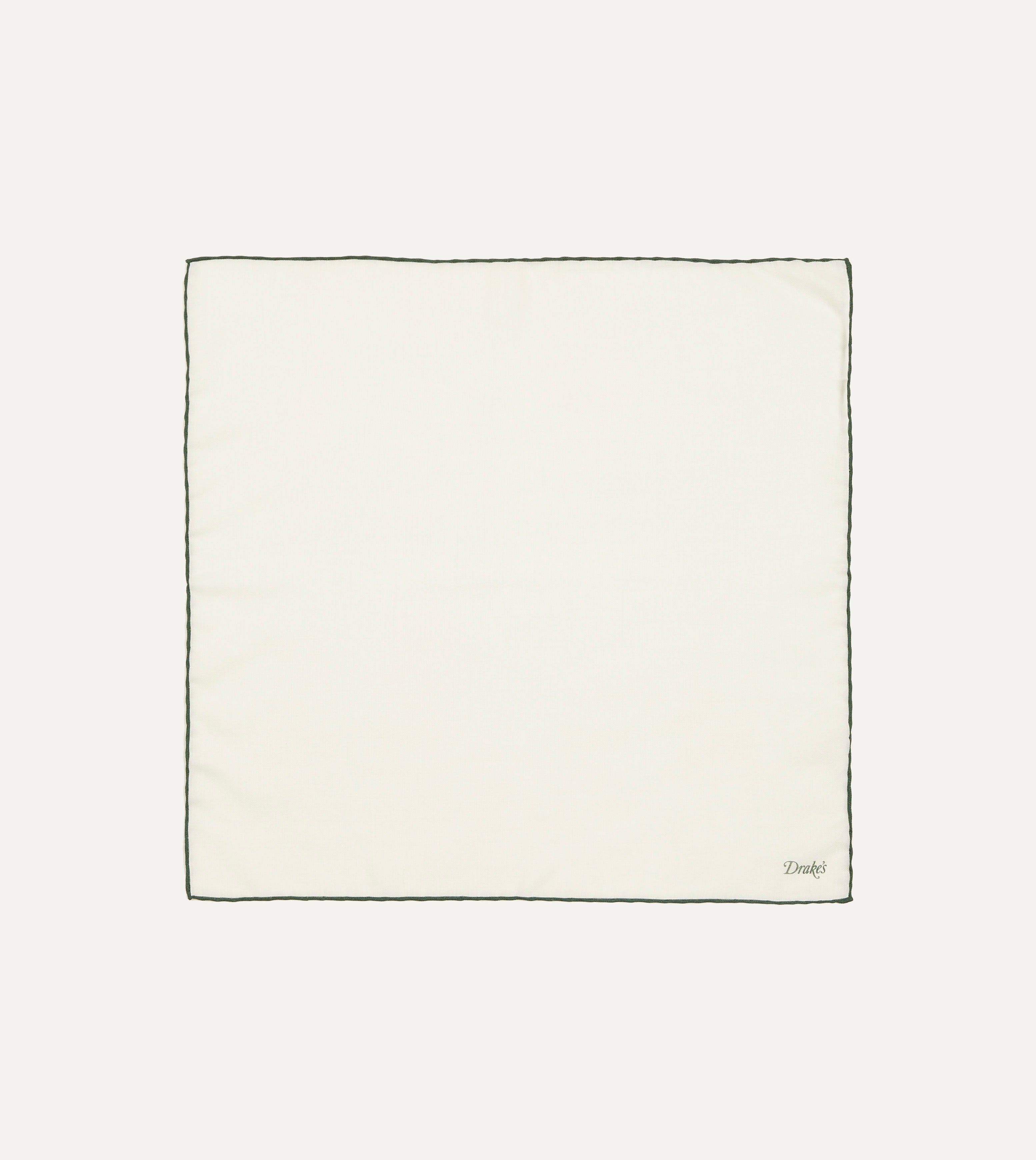 Ivory and Green Shoestring Border Silk Pocket Square