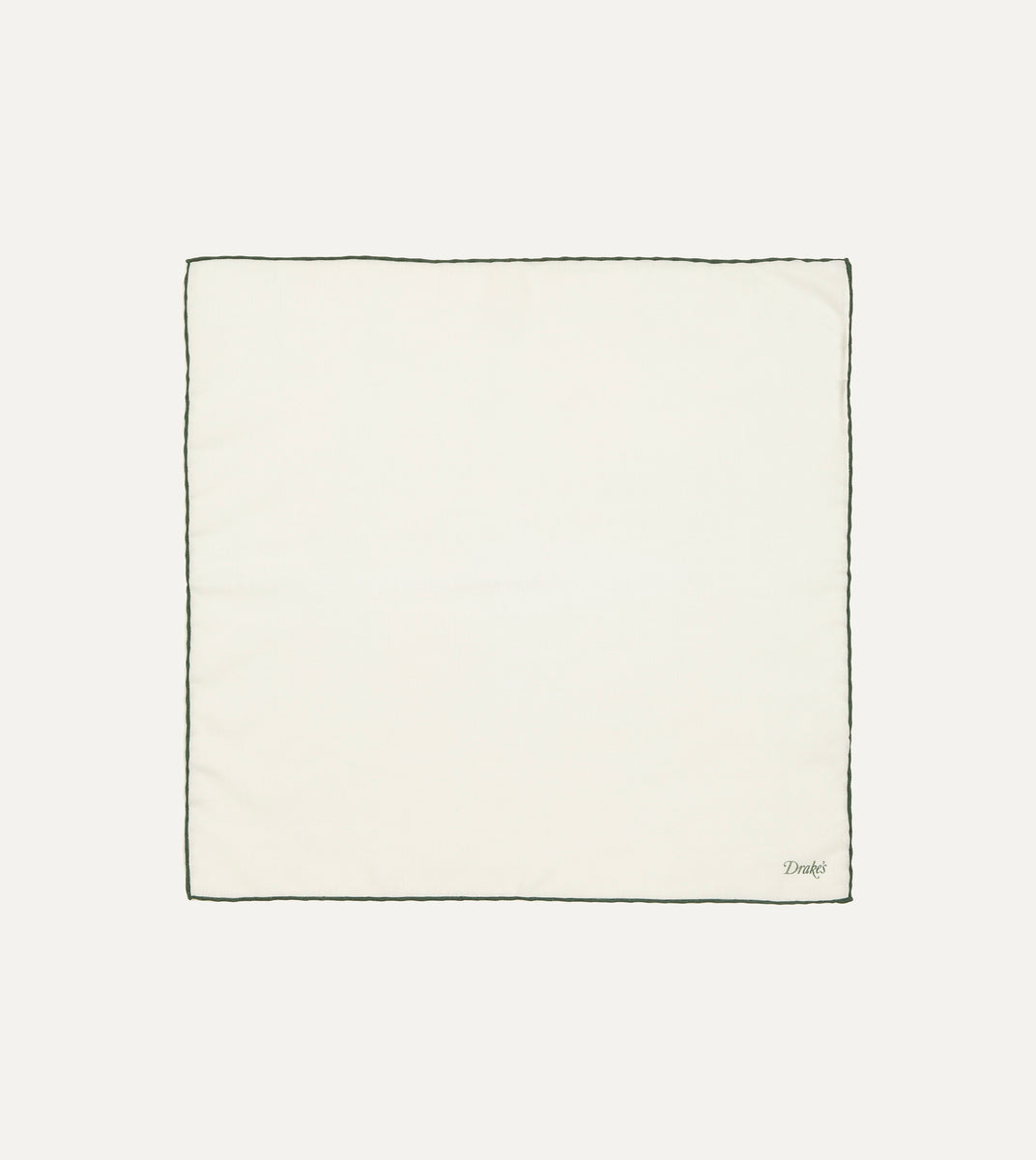 Ivory and Green Shoestring Border Silk Pocket Square – Drakes US
