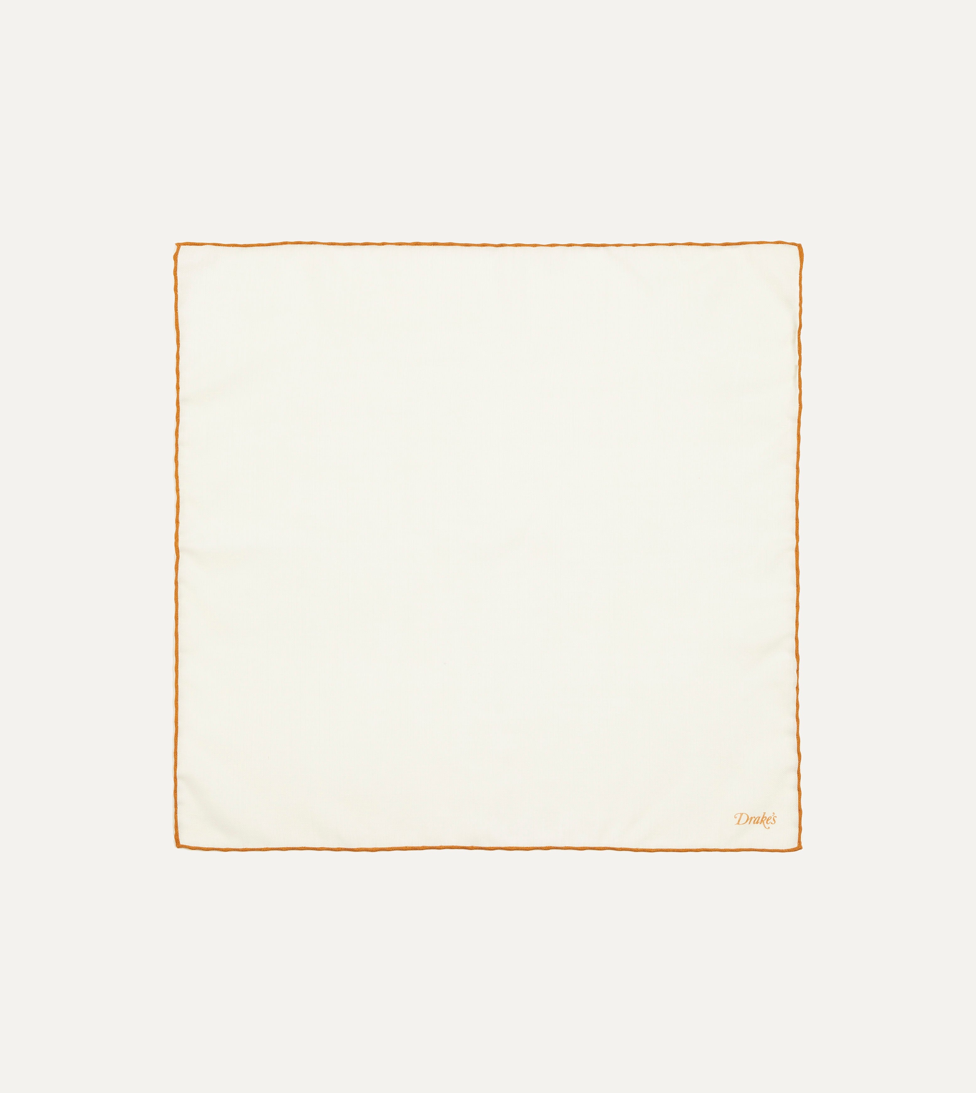 Ivory and Gold Shoestring Border Silk Pocket Square