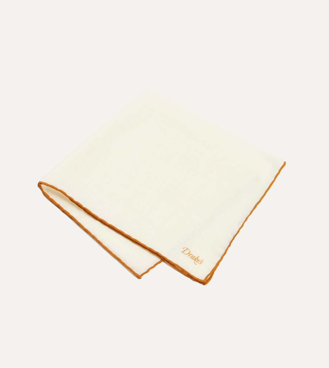 Ivory and Gold Shoestring Border Silk Pocket Square – Drakes US
