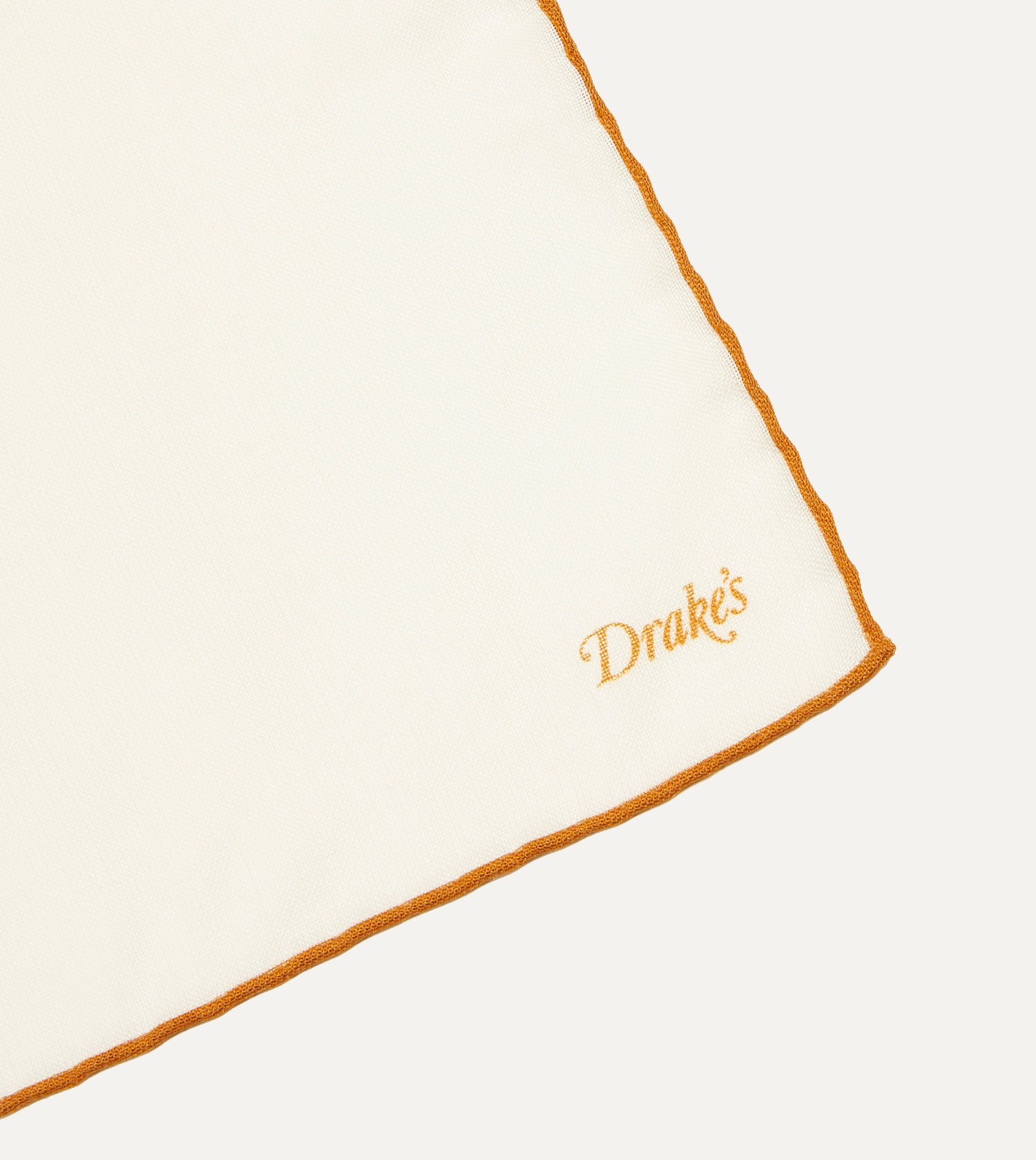 Ivory and Gold Shoestring Border Silk Pocket Square