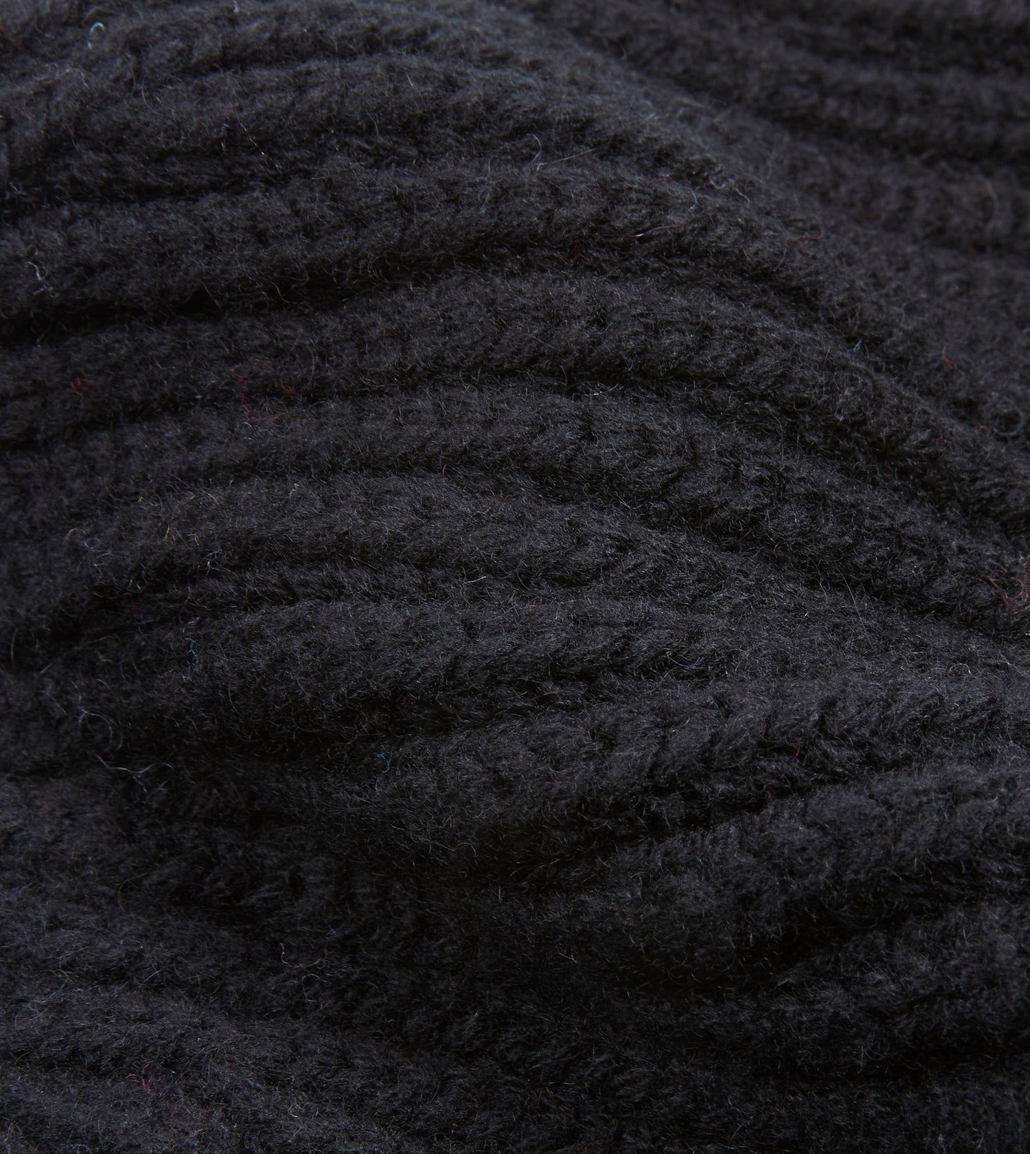 Black Cashmere Ribbed Knit Cap