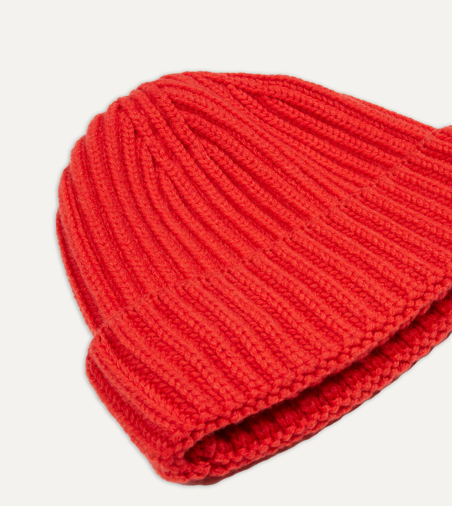 Orange Cashmere Ribbed Knit Cap