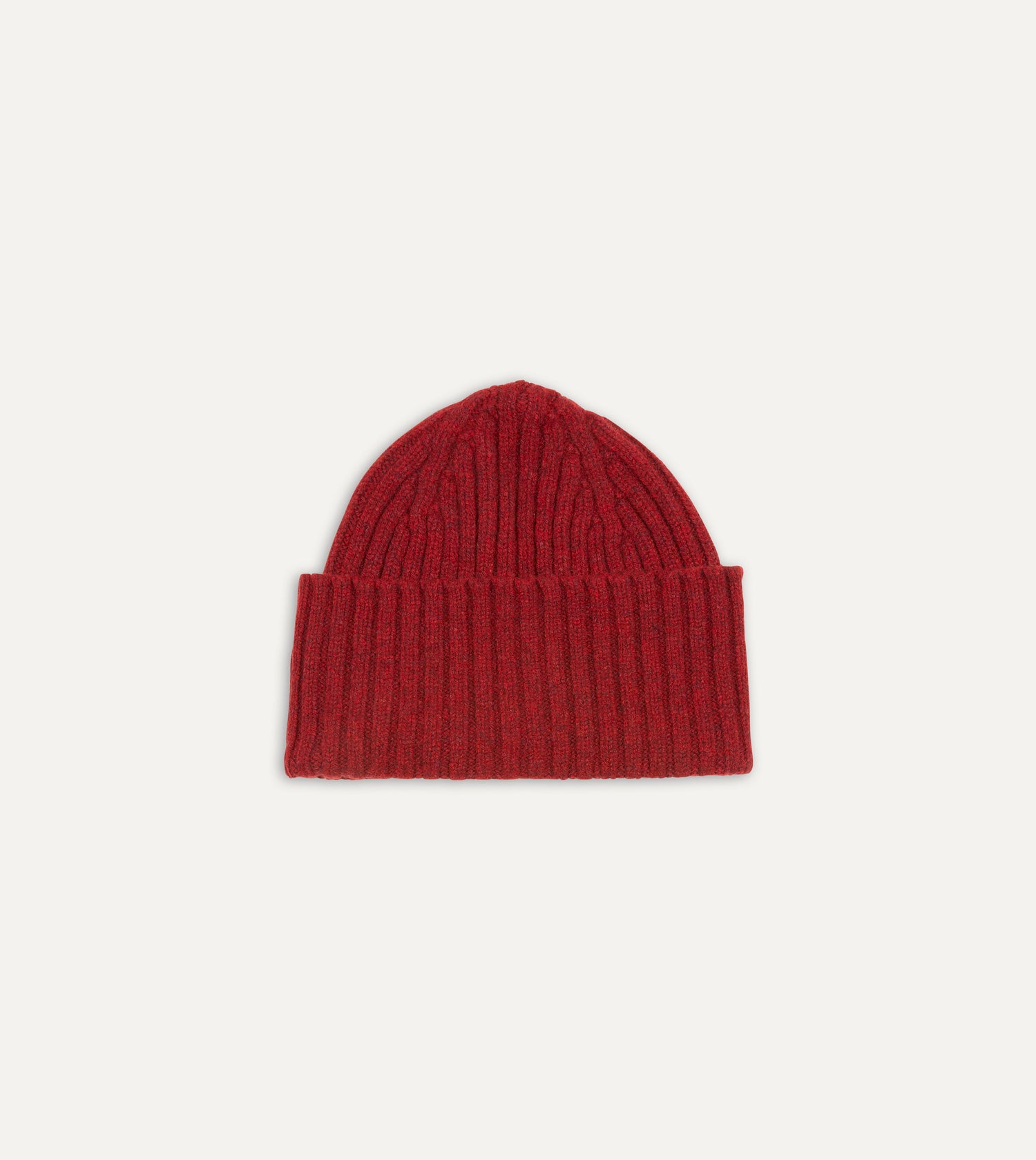 Red Lambswool Ribbed Knit Cap