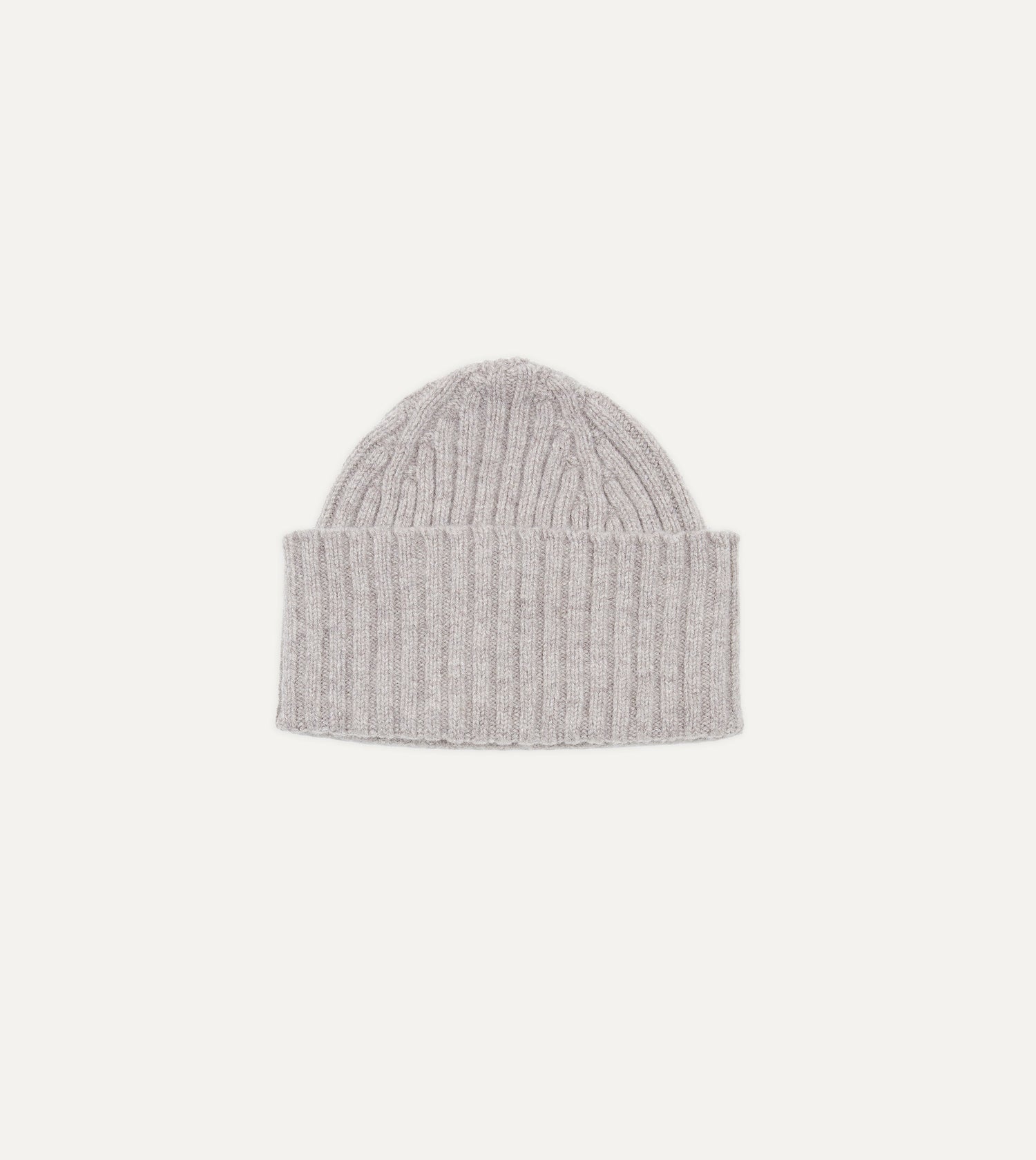 Light Grey Lambswool Ribbed Knit Cap