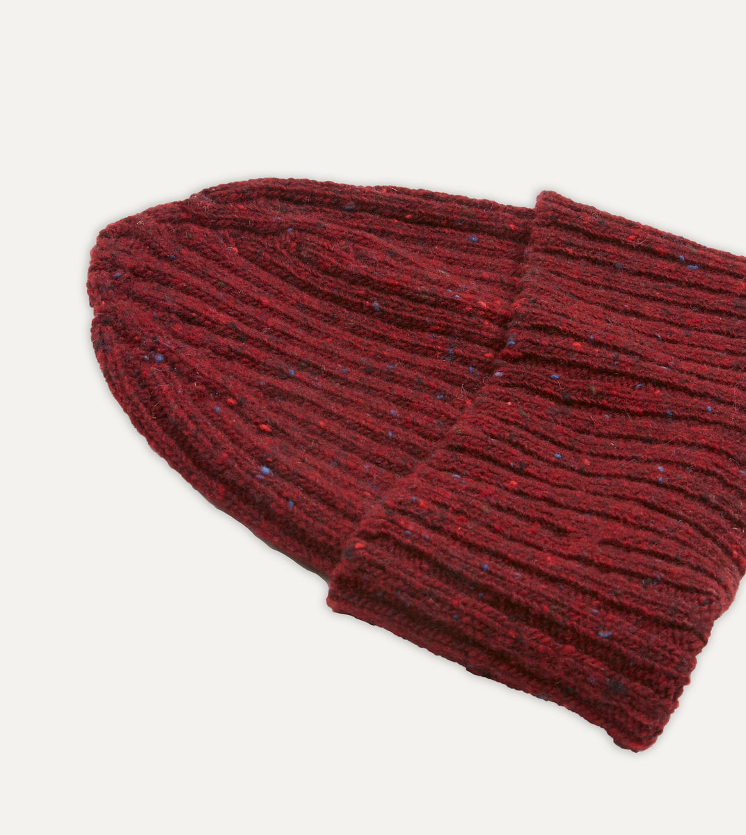 Red Codro Wool Cap Red Donegal Ribbed Merino Knit Cap – Drakes US