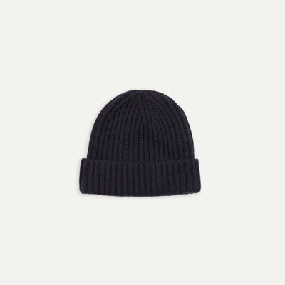Navy Cashmere Ribbed Knit Cap – Drakes US display picture 3