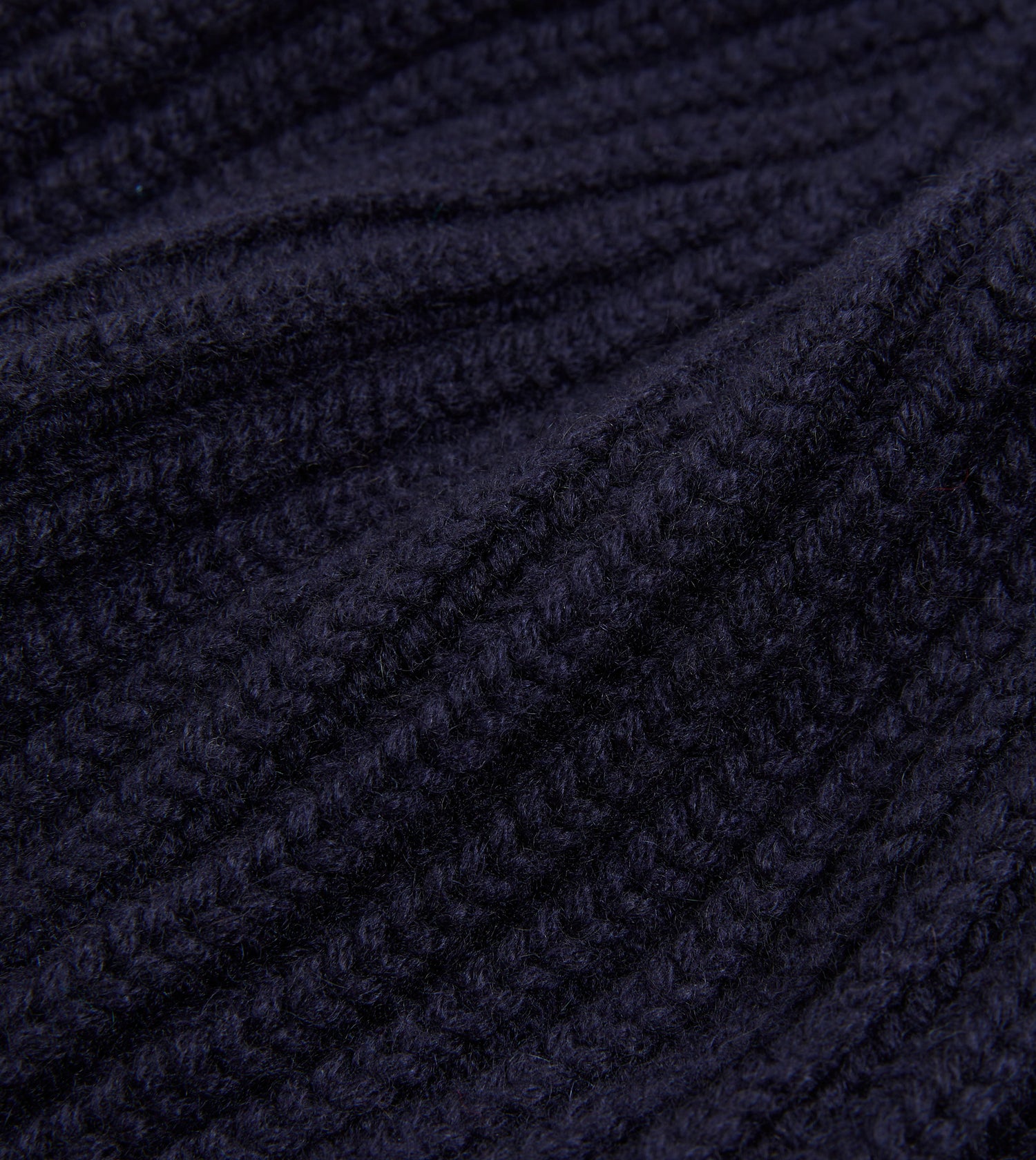 Navy Cashmere Ribbed Knit Cap