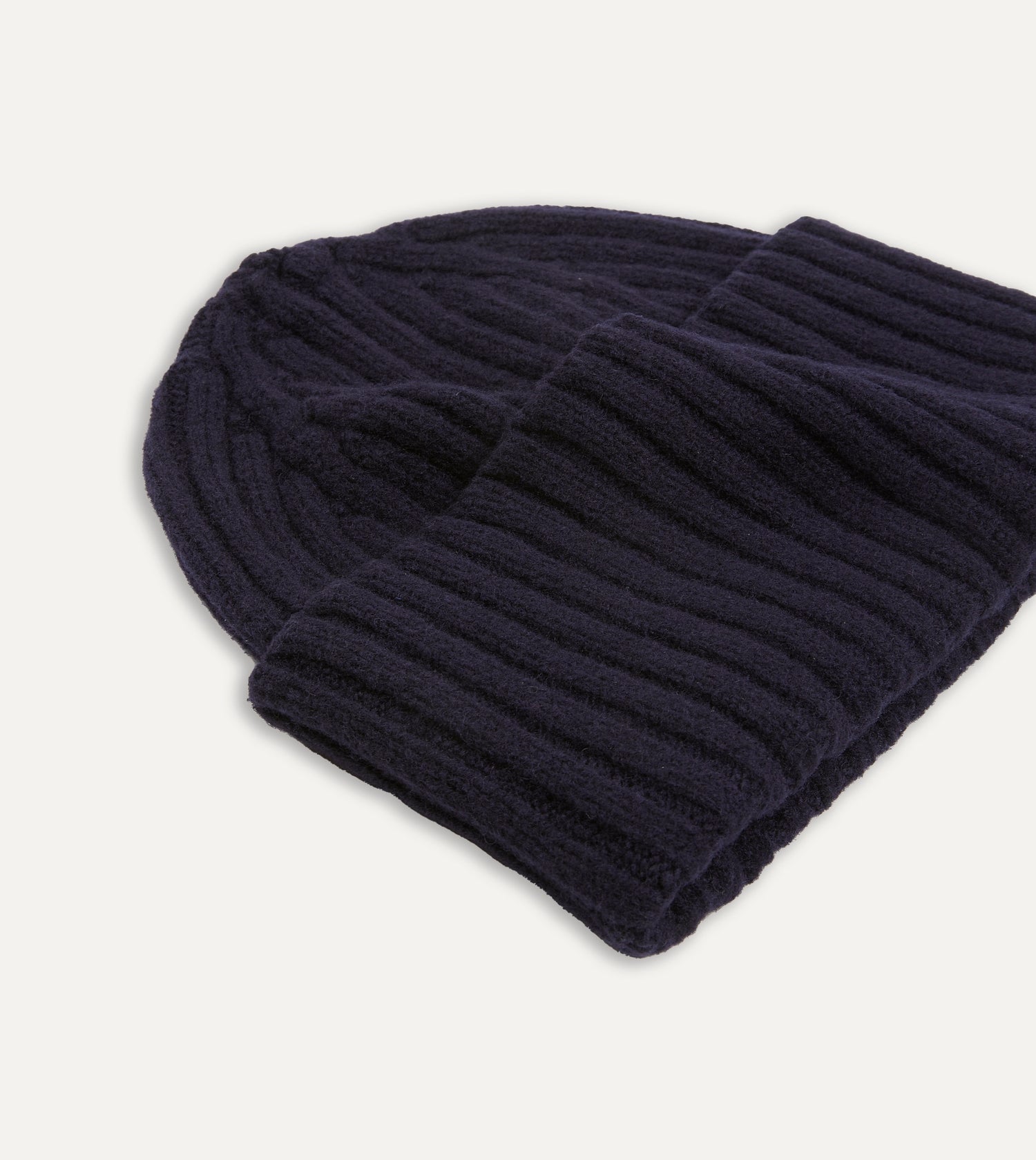 Navy Lambswool Ribbed Knit Cap