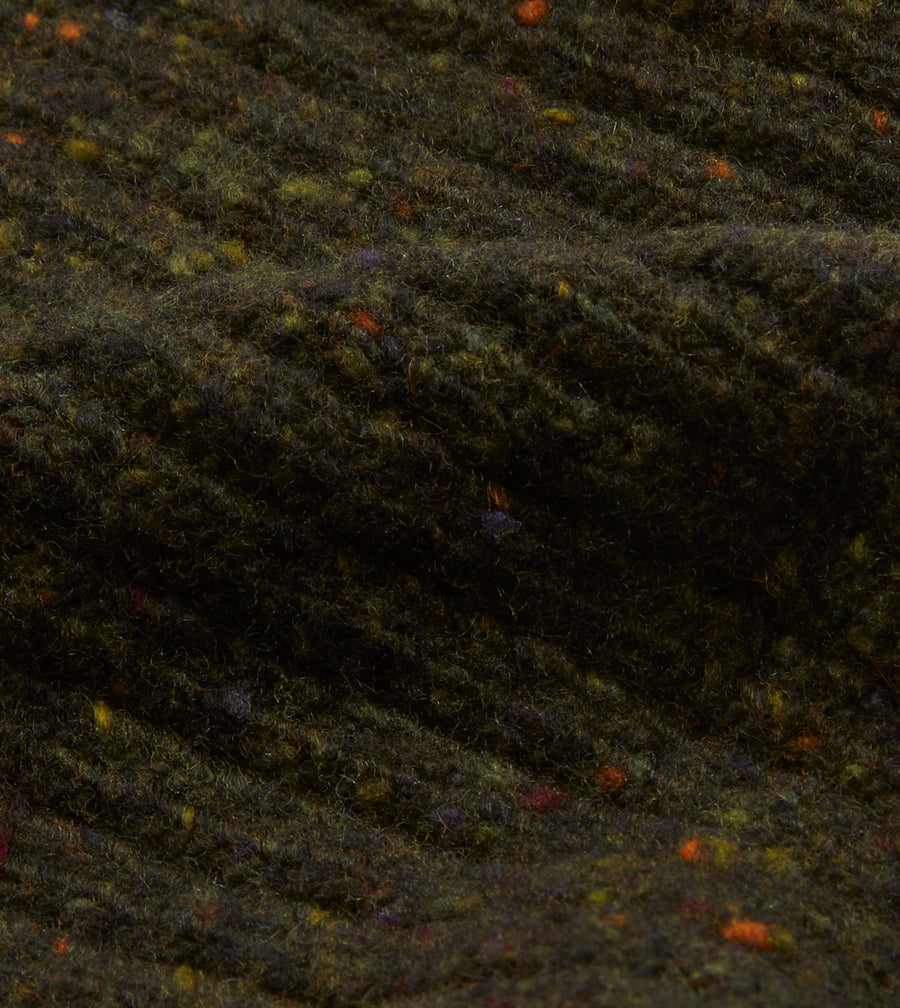 Green Ribbed Merino Donegal Knit Cap