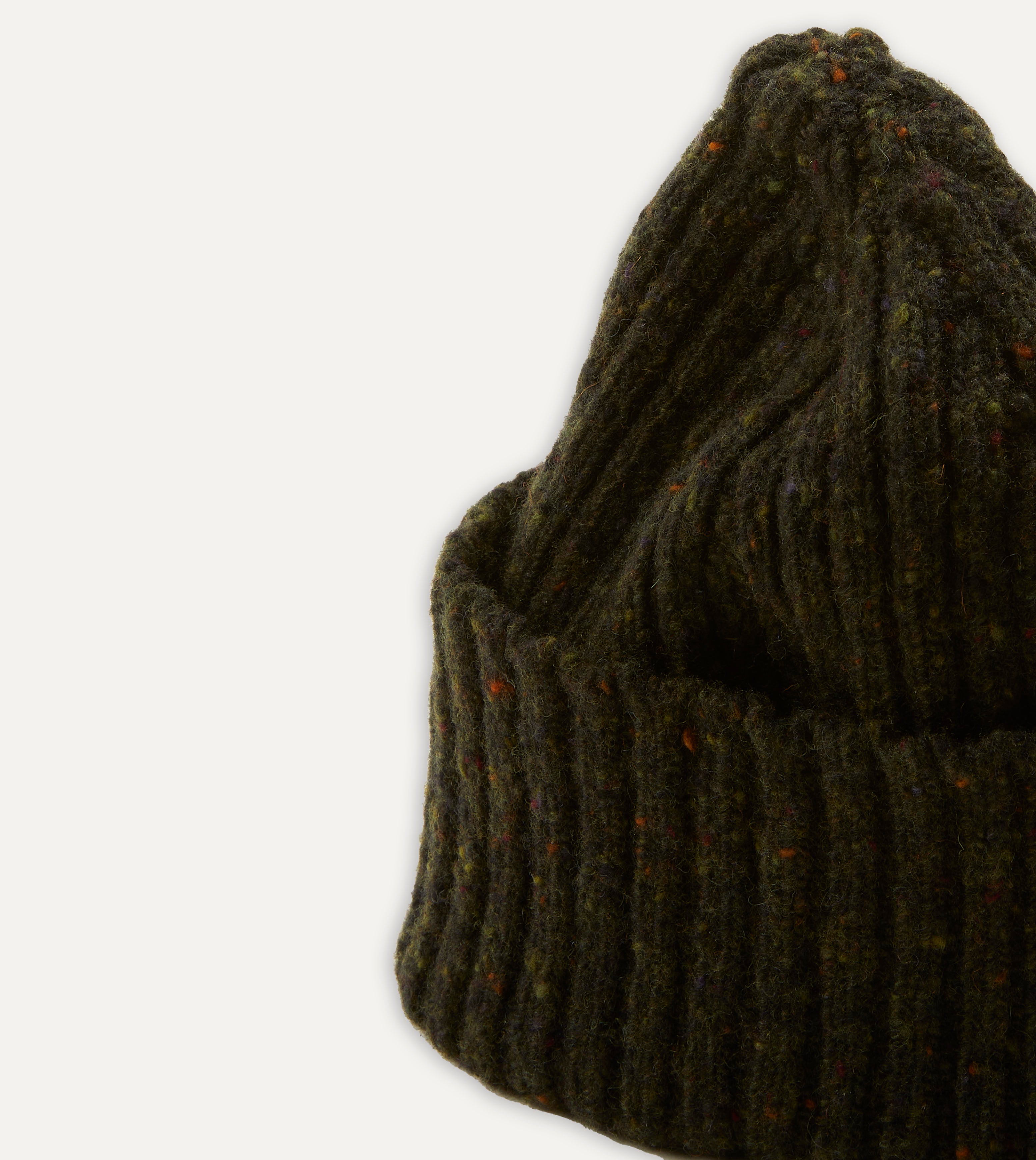 Green Ribbed Merino Donegal Knit Cap – Drakes US