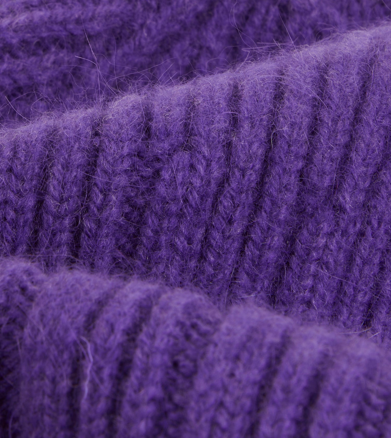 Purple Angora Lambswool Ribbed Knit Cap