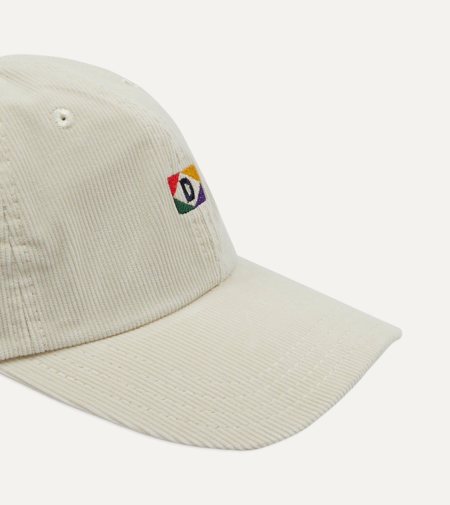 White 'D' Emblem Cotton Corduroy Baseball Cap