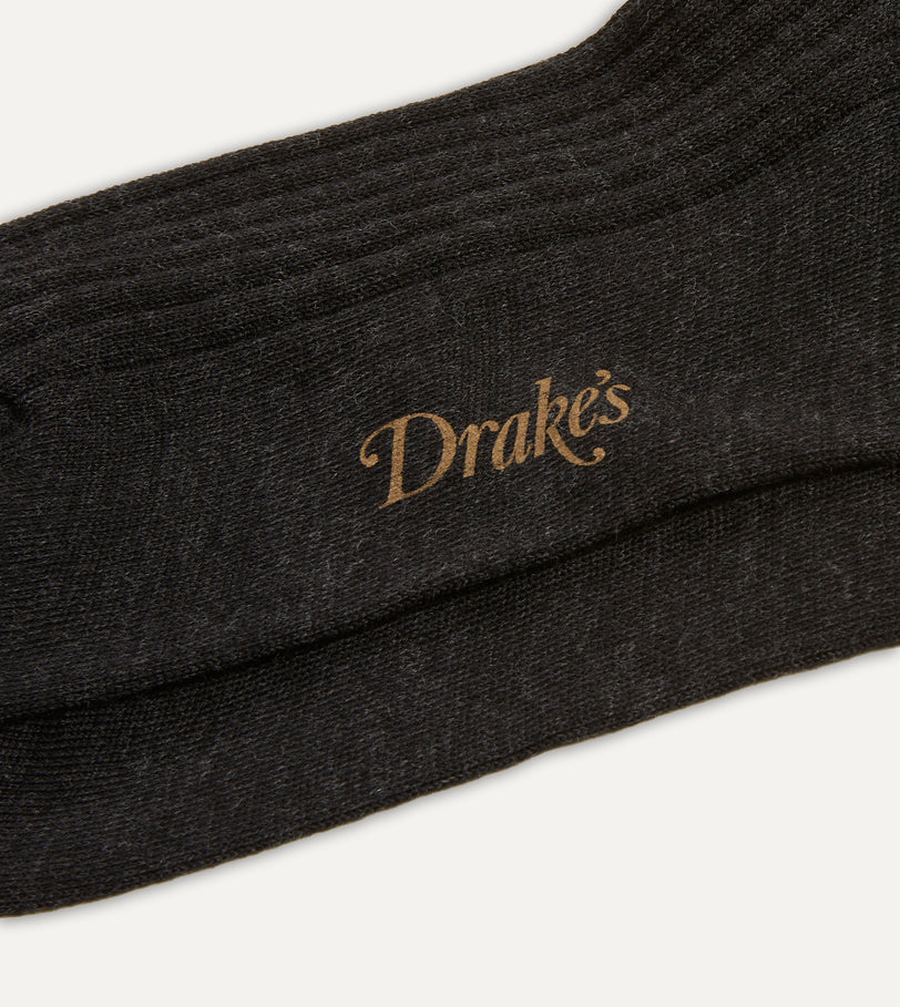 Dark Grey Wool Over-The-Calf Sock