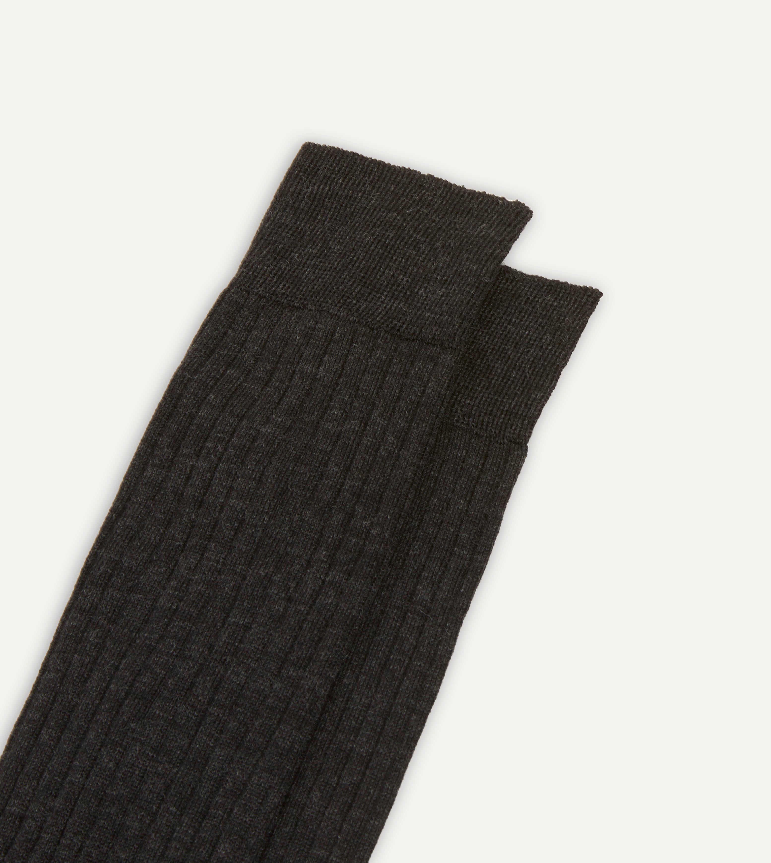 Dark Grey Wool Over-The-Calf Sock – Drakes US