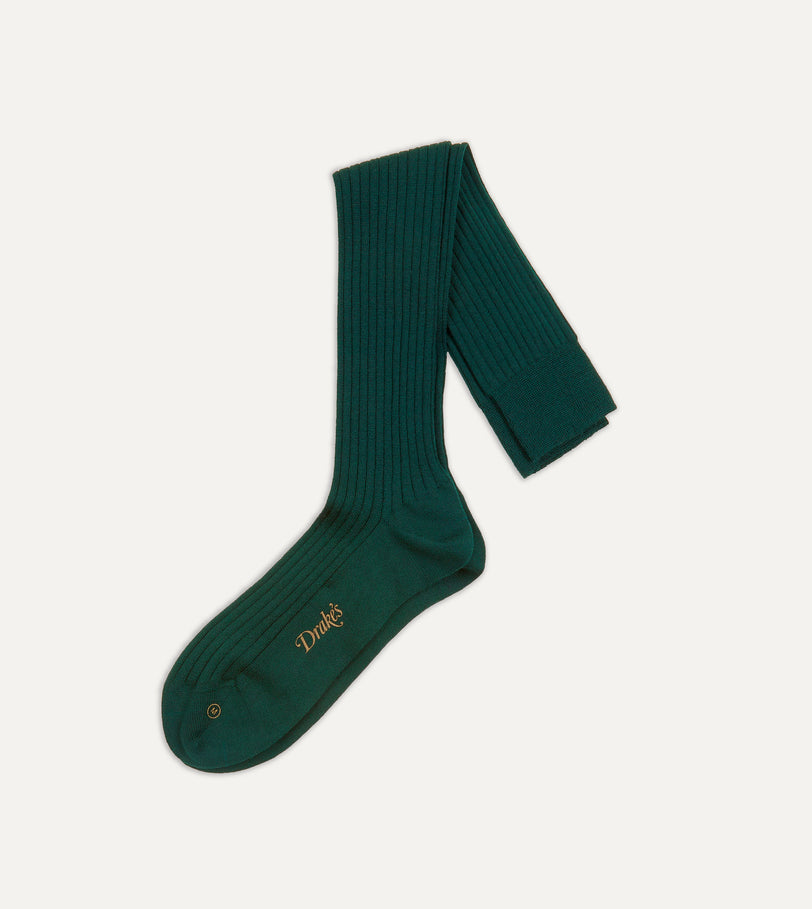 Dark Green Wool Over-the-Calf Socks