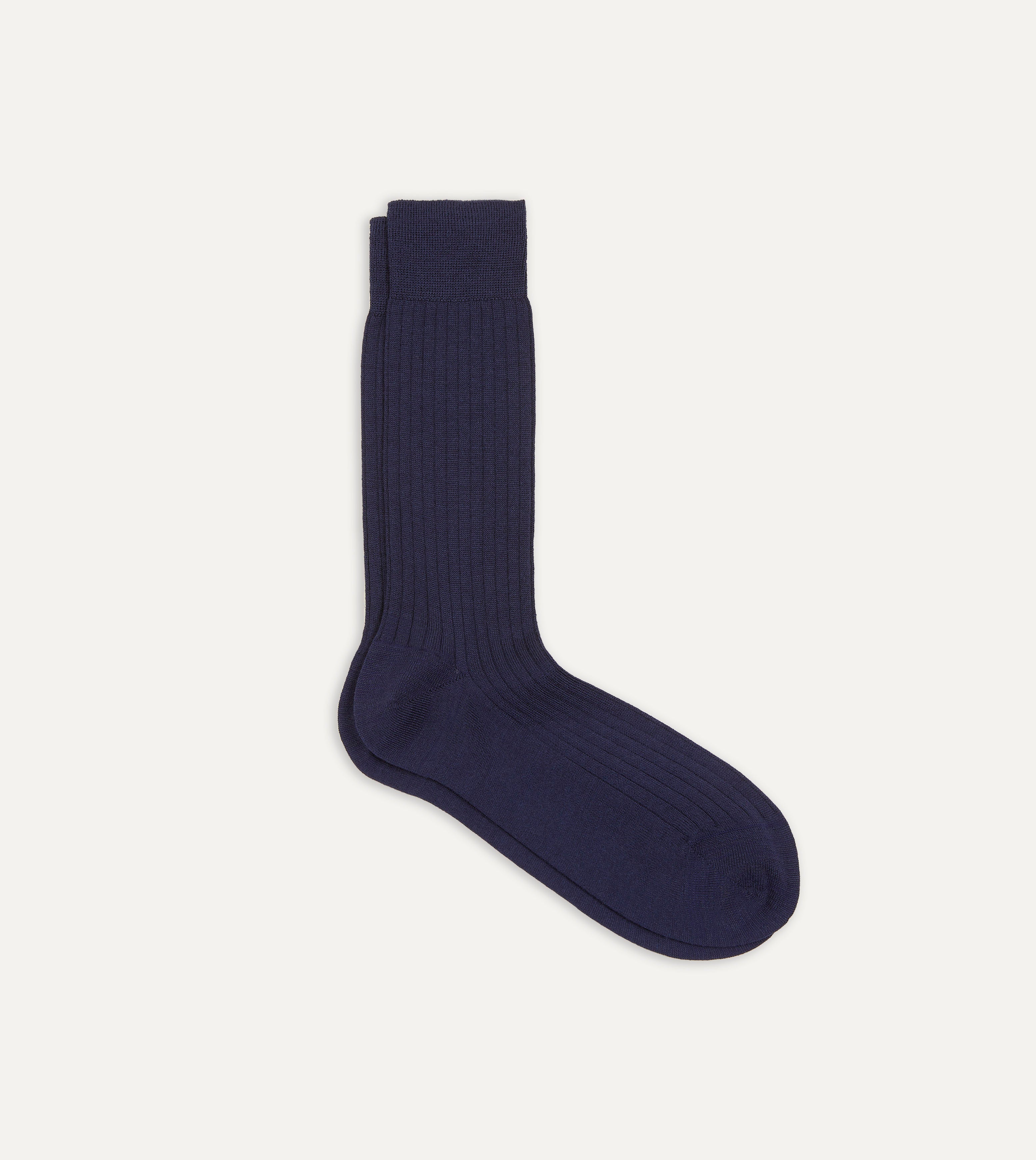 Navy Wool Mid-Calf Socks