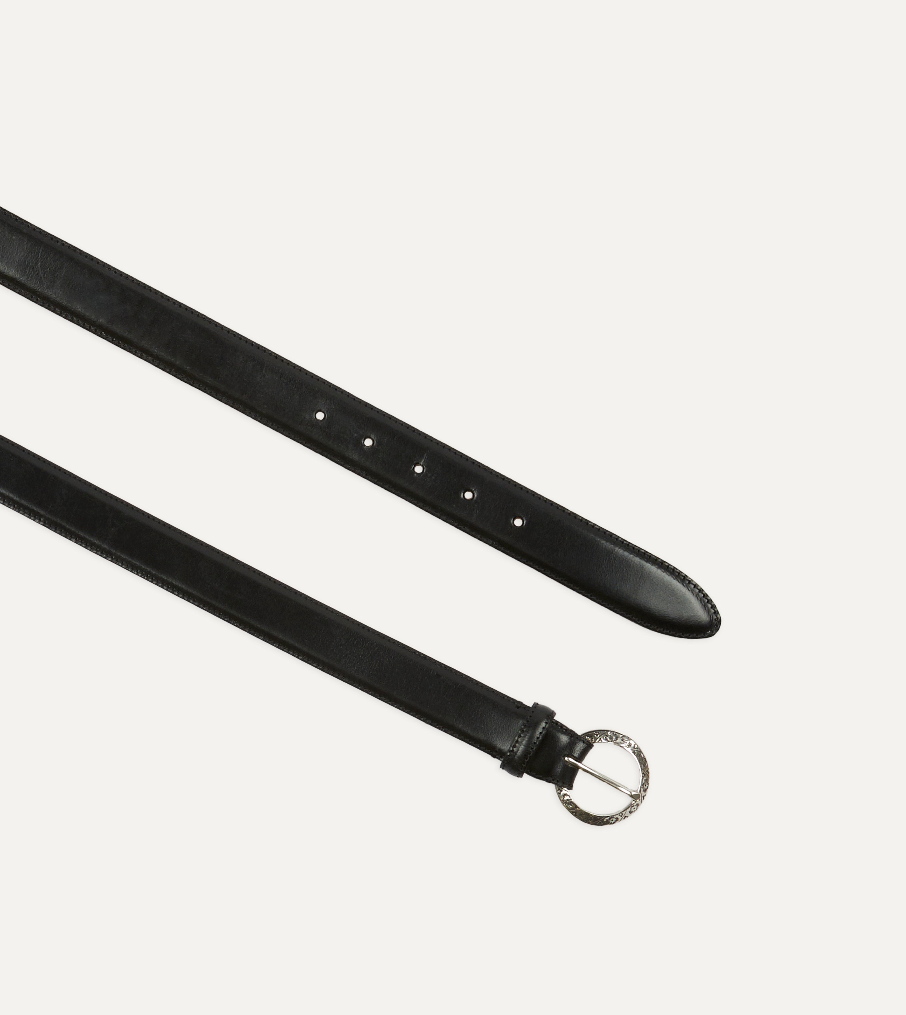 Black Bridle Calf Leather Western Belt – Drakes US