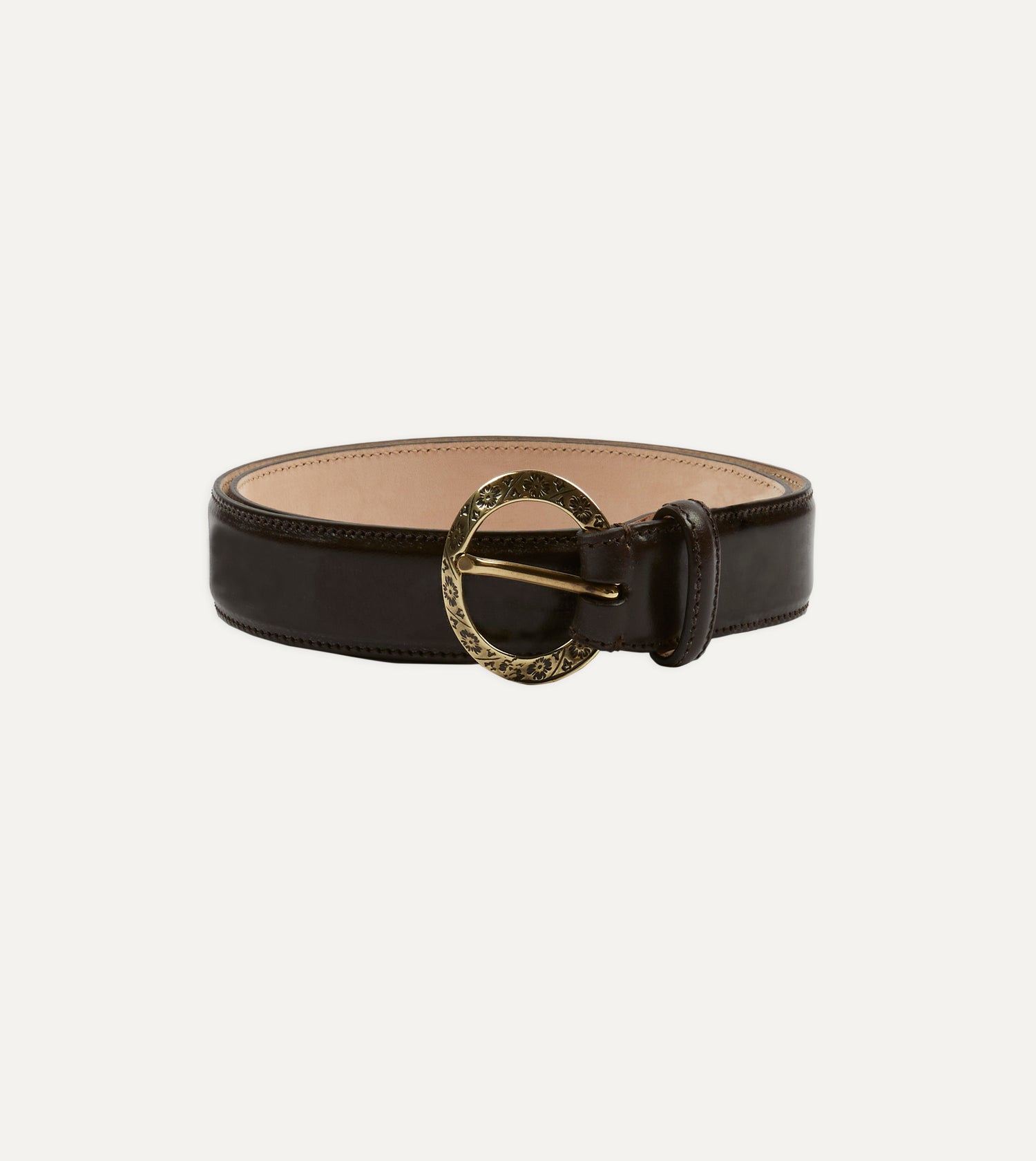 Dark Brown Bridle Calf Leather Western Belt