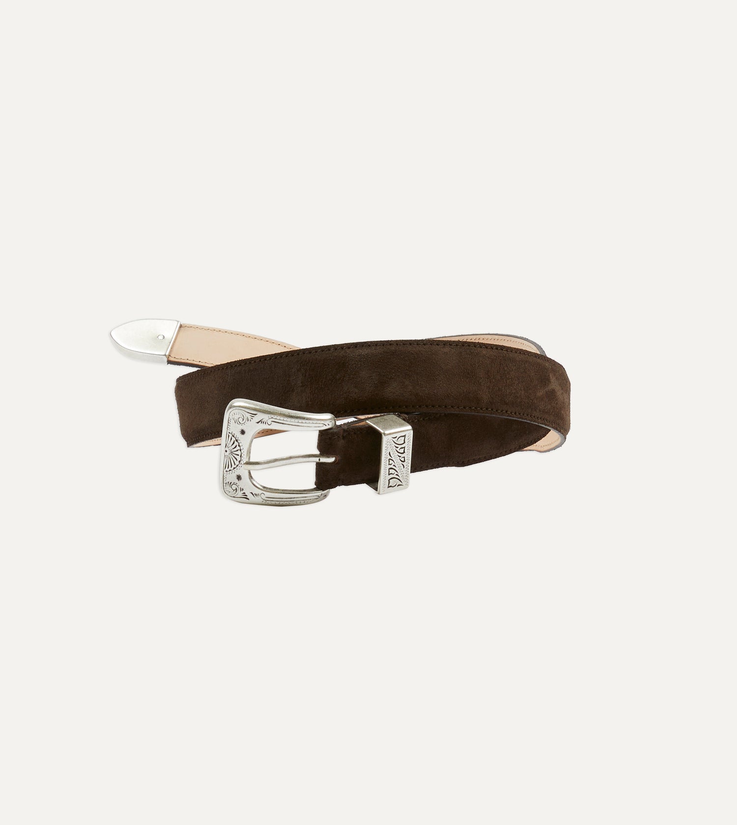 Dark Brown Suede Western Belt