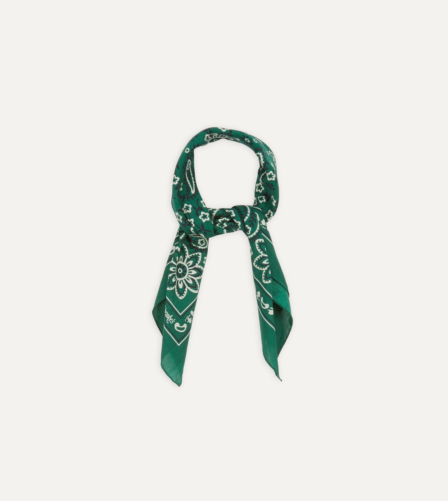 Green Paisley Print Cotton Bandana – Drakes US