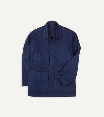 Navy Herringbone Cotton Jungle Jacket – Drakes US
