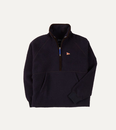 Navy Casentino Wool Half-Zip Pullover Fleece – Drakes US