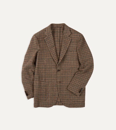 Brown Houndstooth Check Tweed Blazer – Drakes US