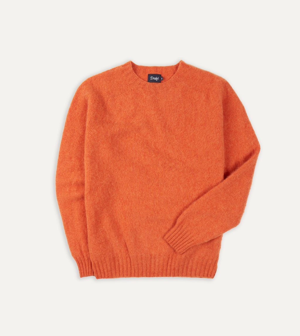 Shetland Striped Crew Neck Jumper - Orange/Green