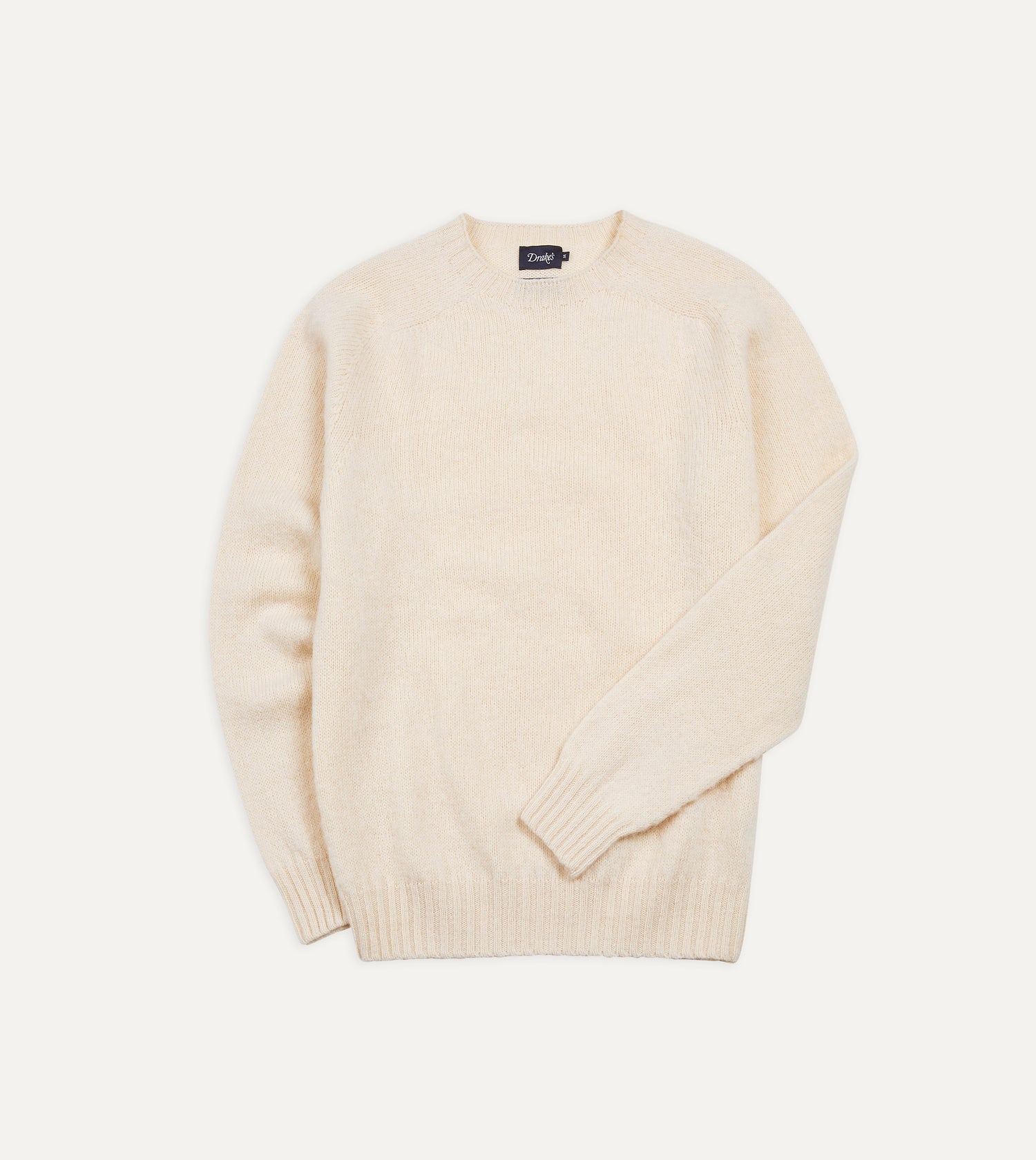 Ecru Brushed Shetland Crew Neck Jumper – Drakes US