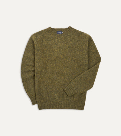 Mens Cotton Cashmere Crew Neck Jumper in Moss - Oxford Shirt Co. S