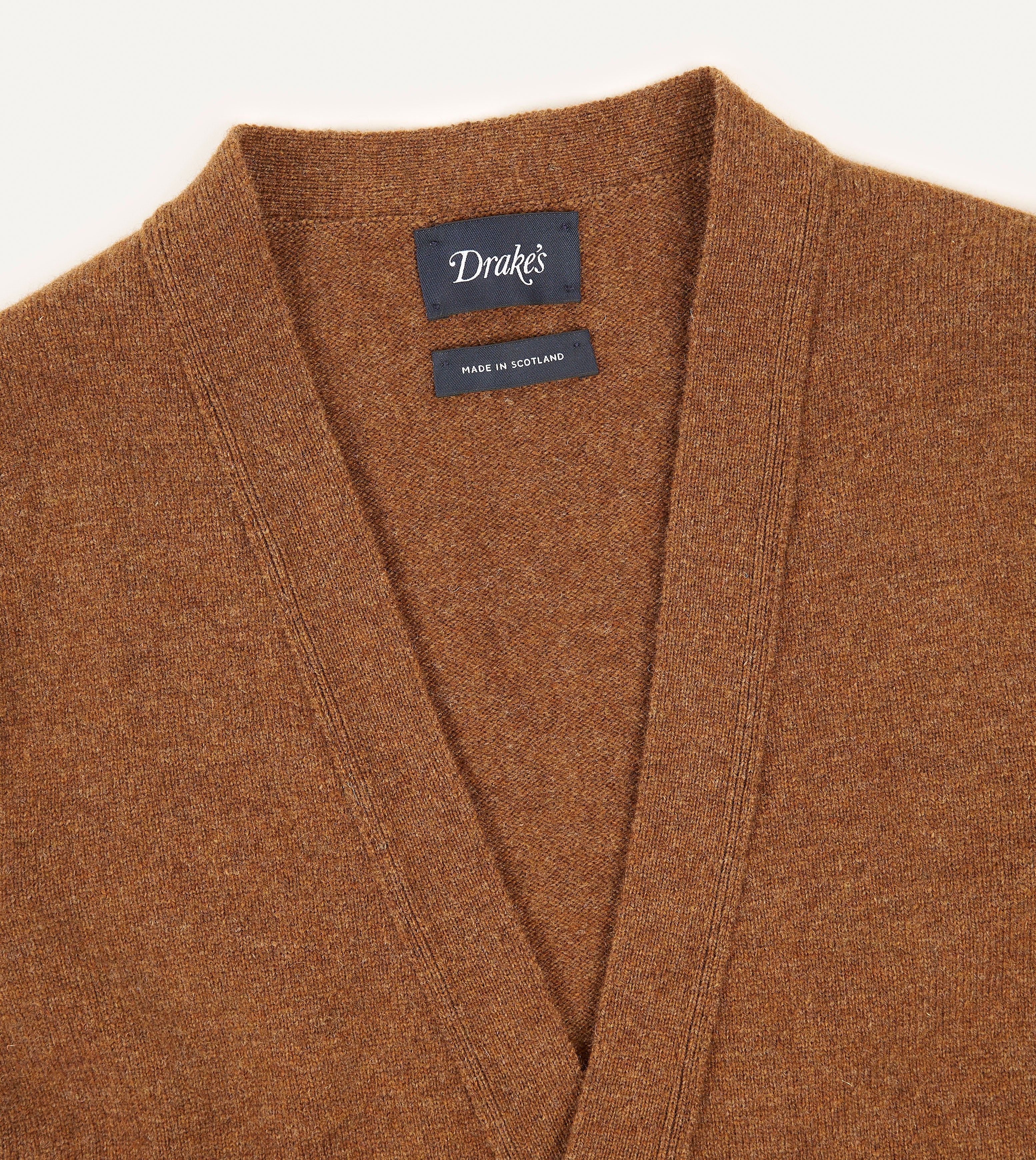 Light Brown Lambswool Sleeveless Cardigan – Drakes US