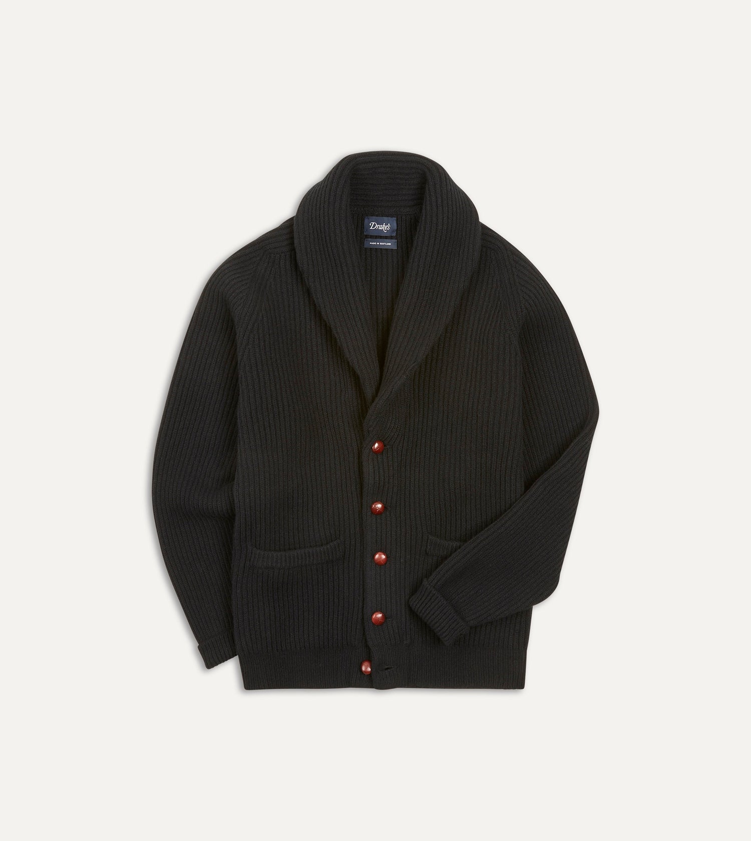 Black Lambswool Shawl Collar Cardigan