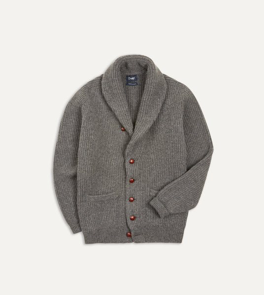 【新品】wjk lomond shawl collar cardigan L Grey Lambswool Shawl Collar Cardigan – Drakes US