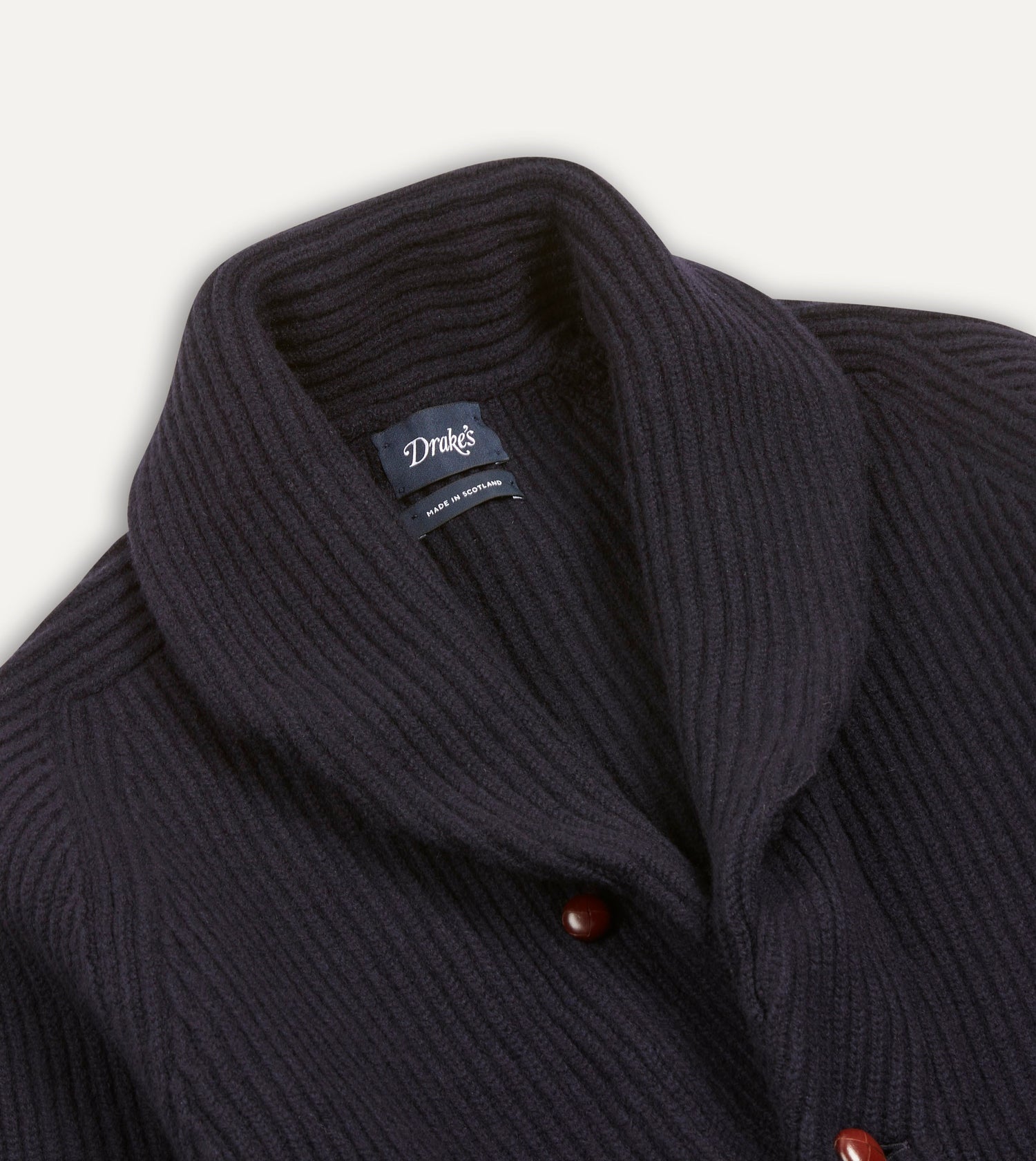 Navy Lambswool Shawl Collar Cardigan