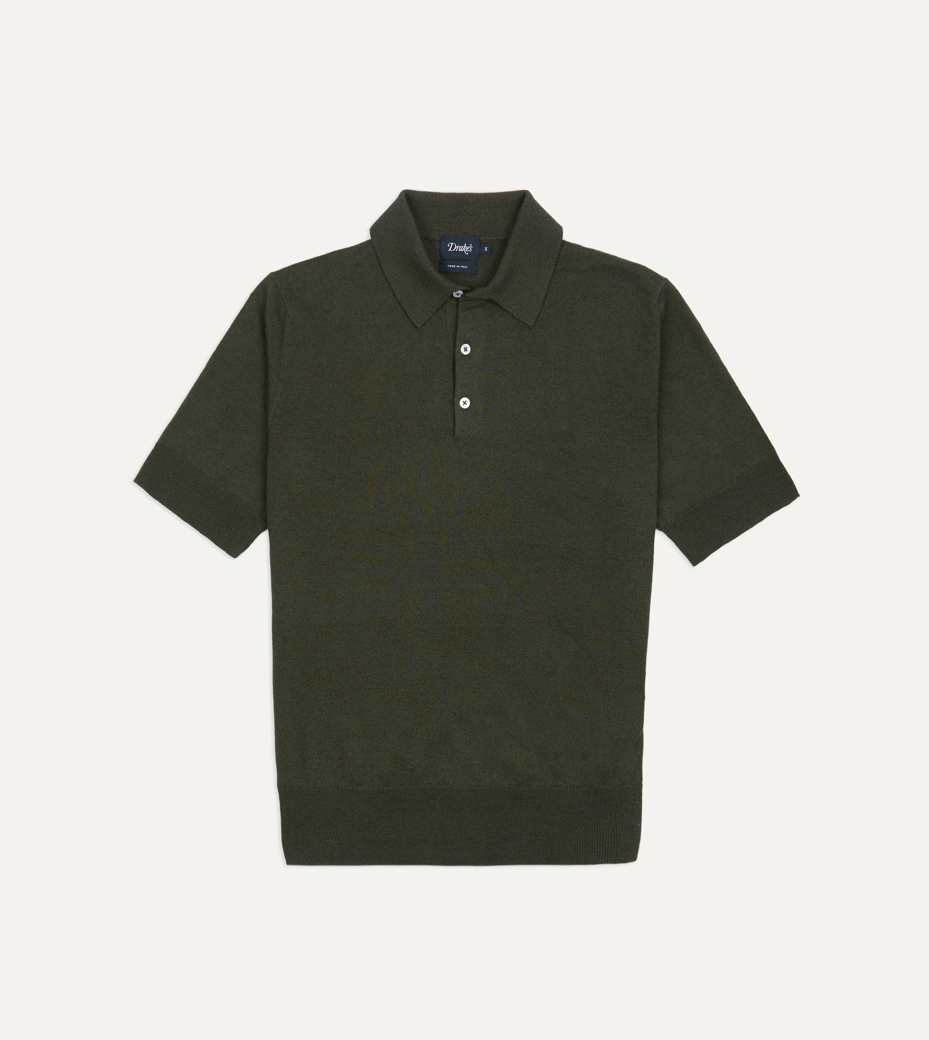 Olive Knitted Linen-Cotton Short-Sleeve Polo Shirt – Drakes US