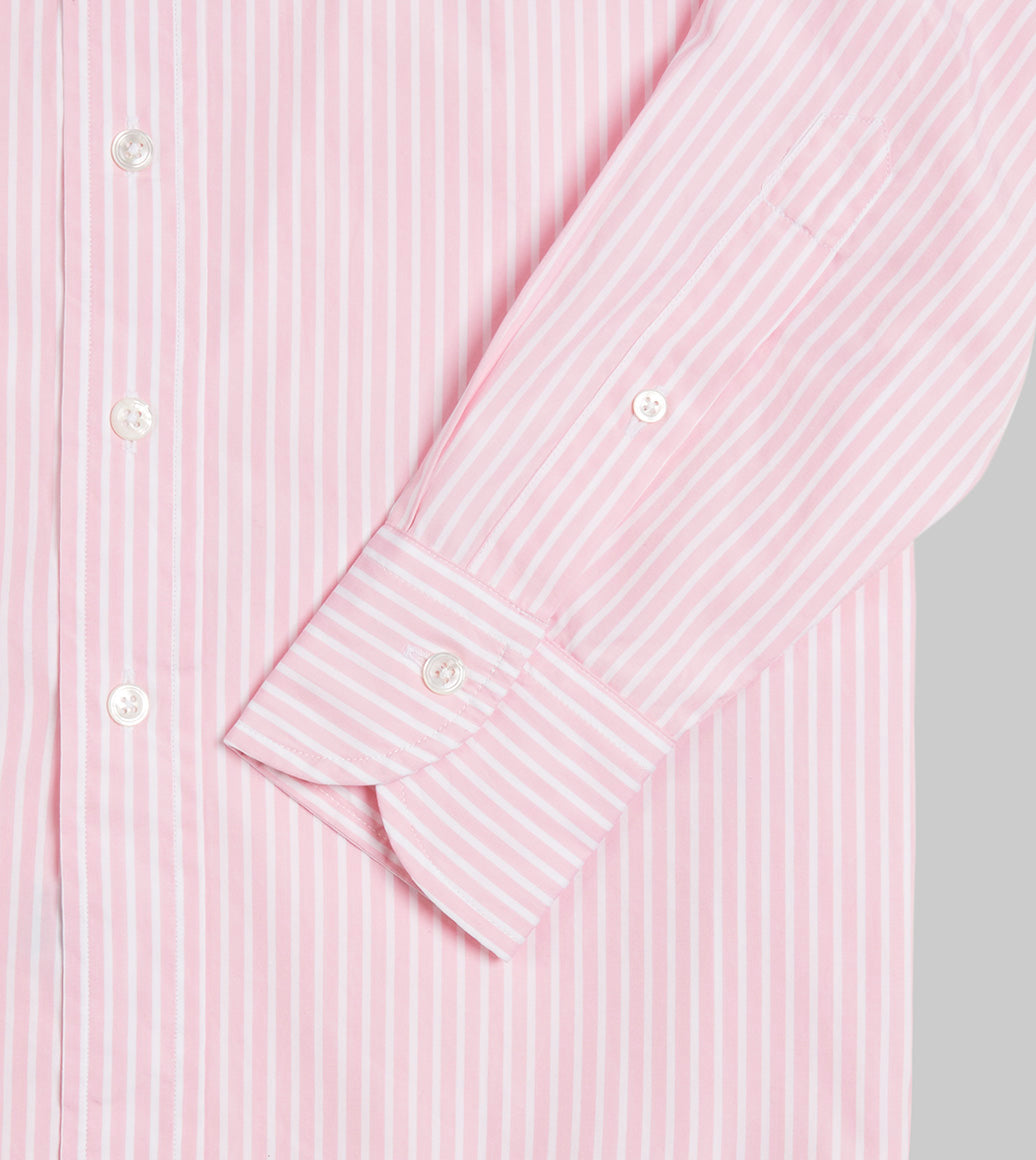 Pink Bengal Stripe Cotton Poplin Button-Down Shirt