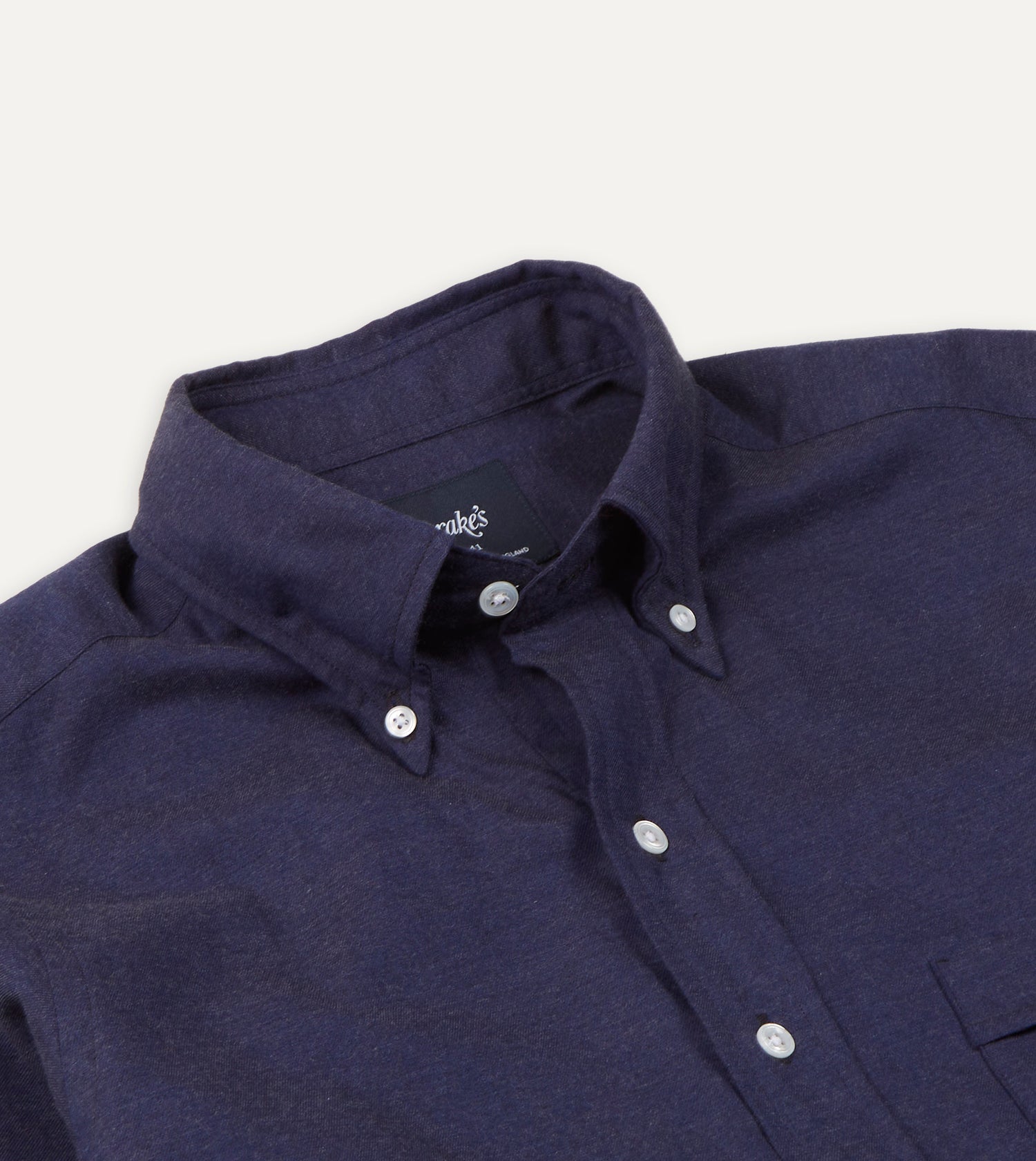 Navy Cotton Flannel Button-Down Shirt