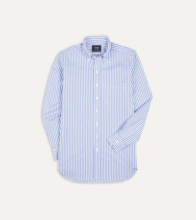 Blue Bengal Stripe Cotton Poplin Button-Down Shirt – Drakes US