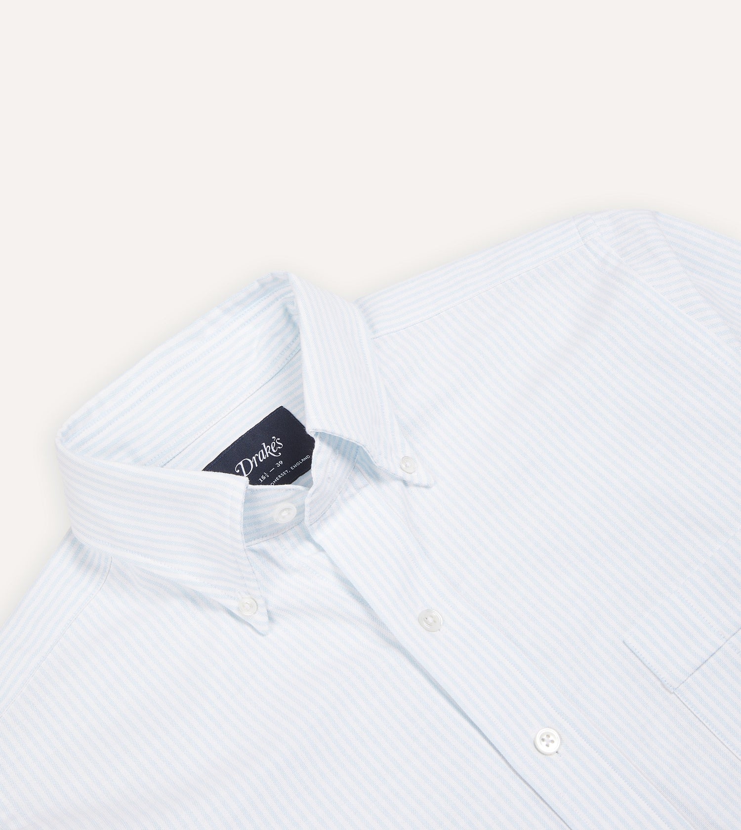 Sky Ticking Stripe Cotton Oxford Cloth Button-Down Shirt