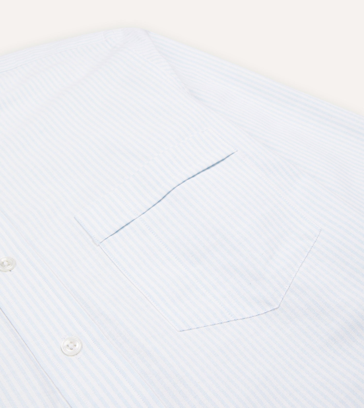 Sky Ticking Stripe Cotton Oxford Cloth Button-Down Shirt