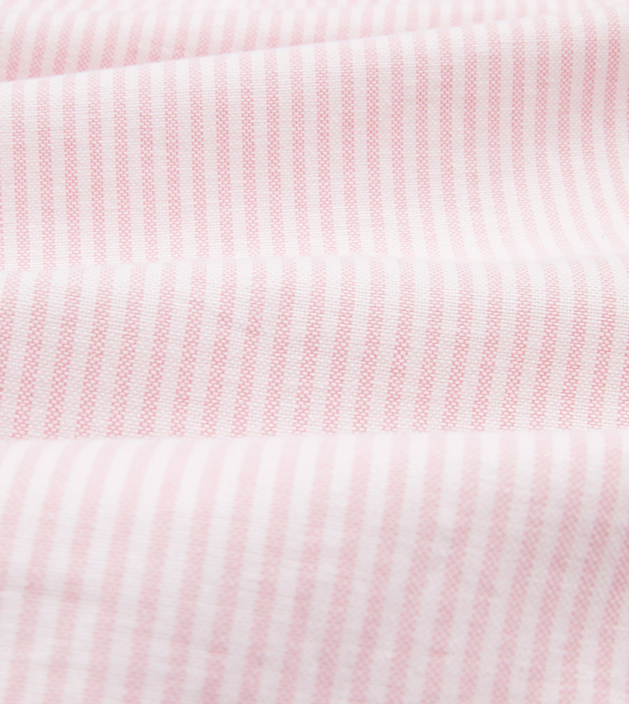Pale Pink Ticking Stripe Cotton Oxford Cloth Button-Down Shirt