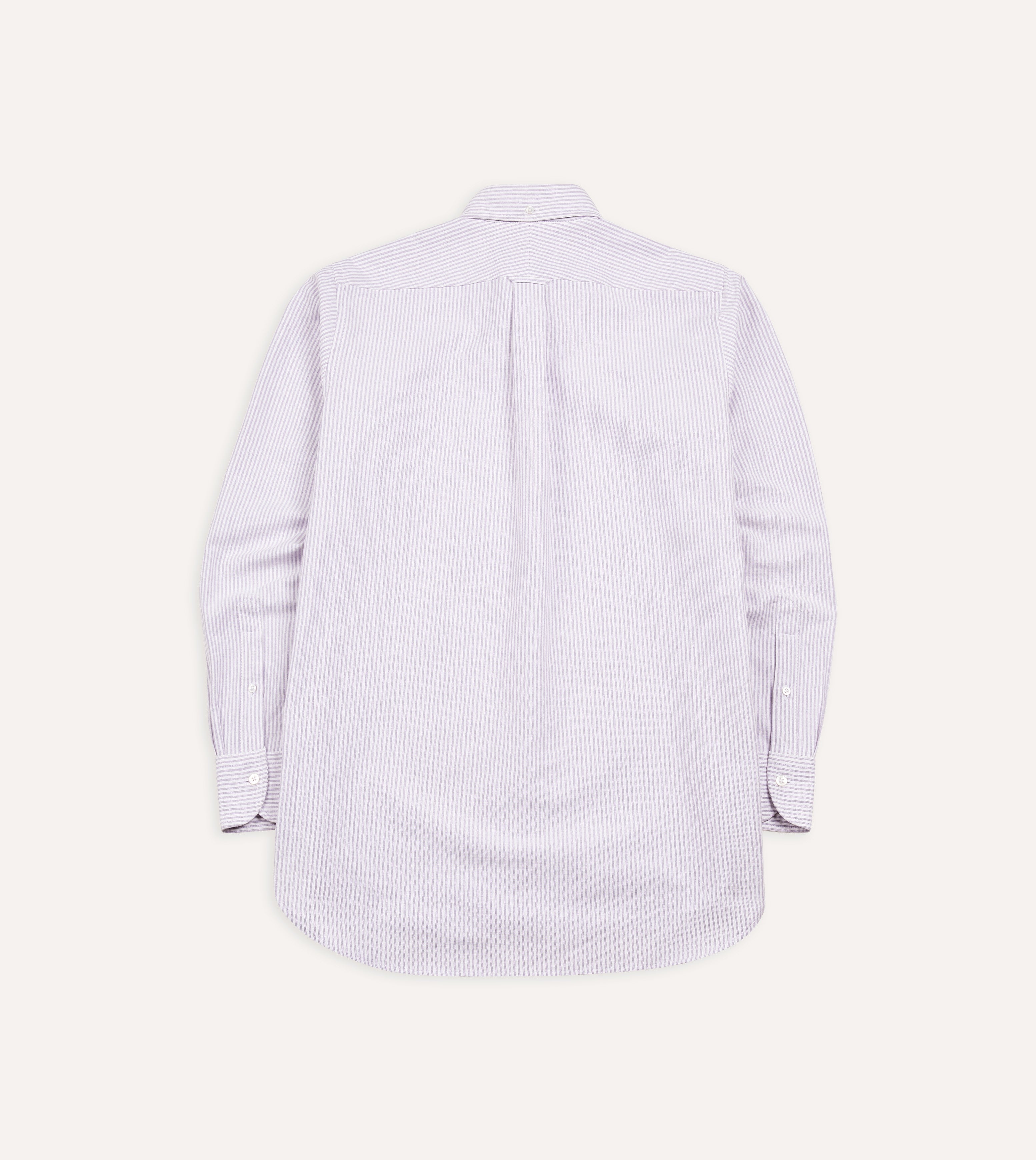Lilac Ticking Stripe Cotton Oxford Cloth Button-Down Shirt