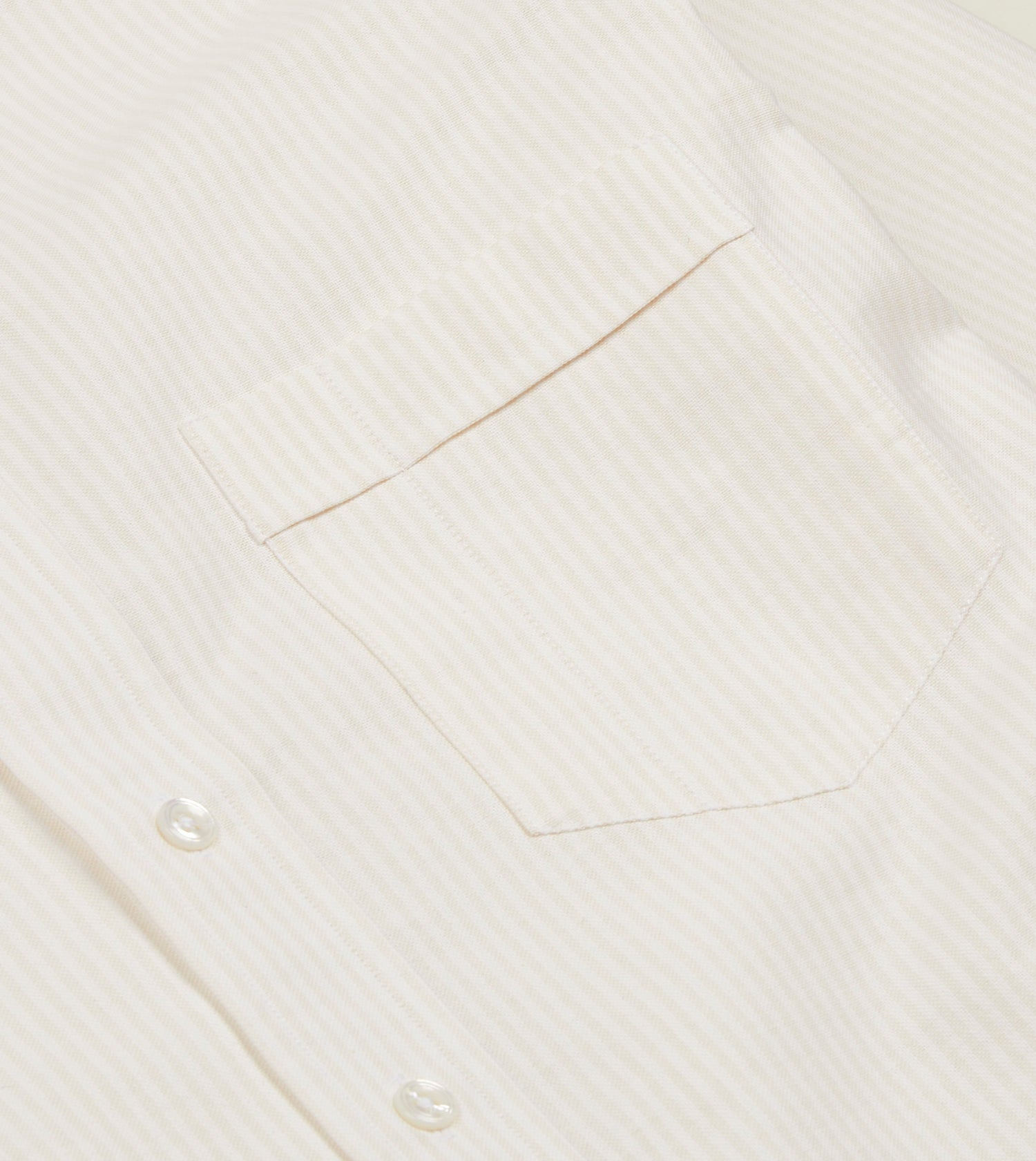 Cream Ticking Stripe Cotton Oxford Cloth Button-Down Shirt