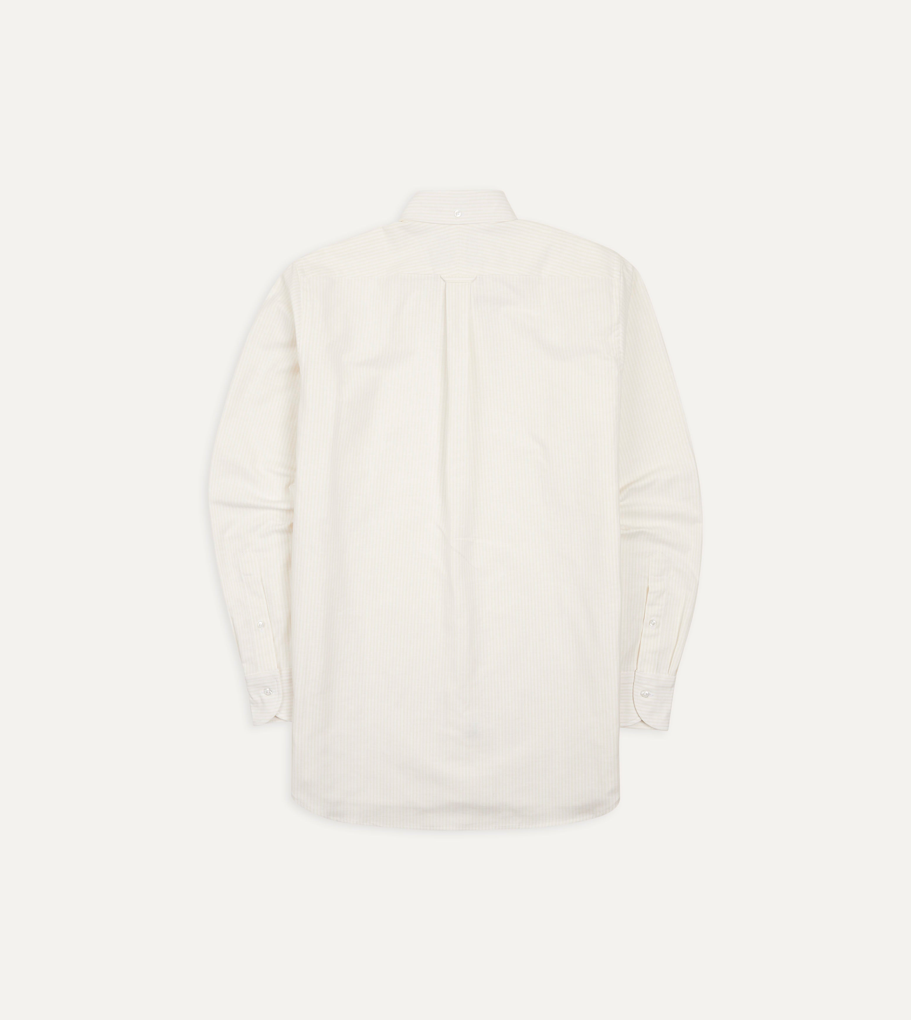 Cream Ticking Stripe Cotton Oxford Cloth Button-Down Shirt