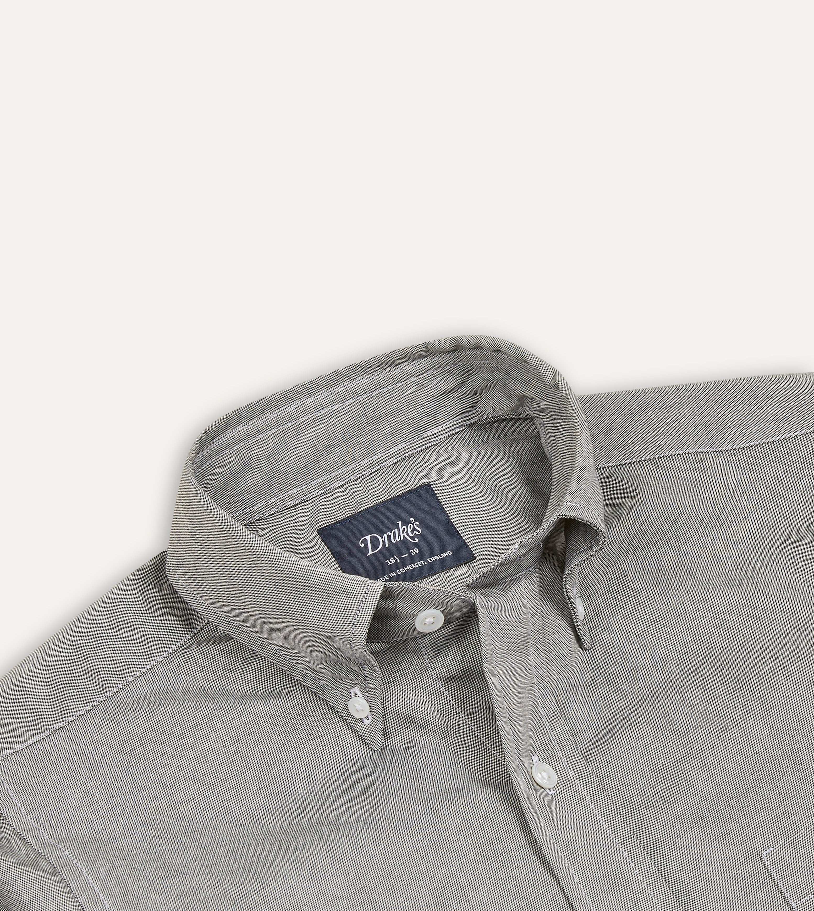 Grey Pinpoint Oxford Cotton Cloth Button-Down Shirt – Drakes US