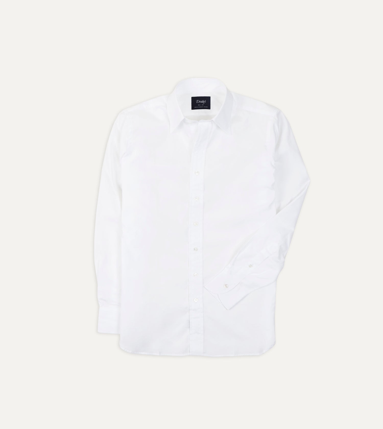 White Cotton Poplin Long Point Collar Shirt